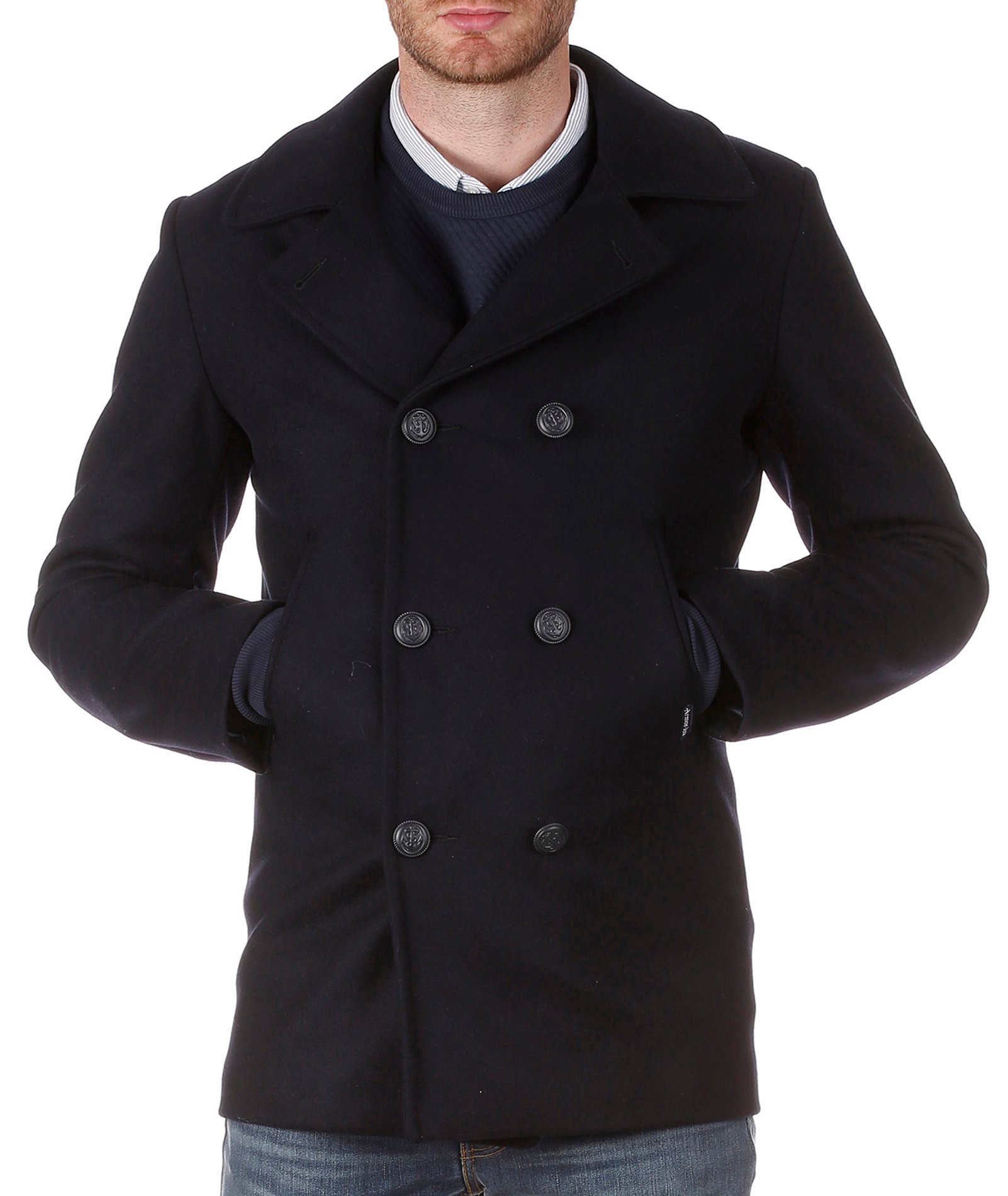 Wool broadcloth pea coat ARMOR LUX Blue