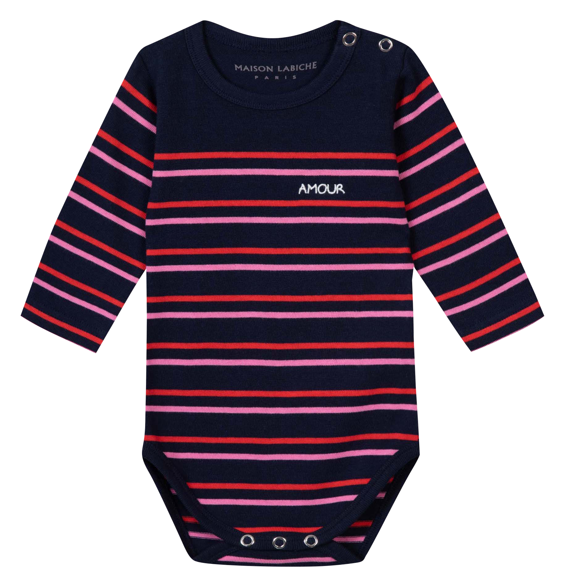 ?Amour" striped round-neck bodysuit in organic cotton MAISON LABICHE Blue