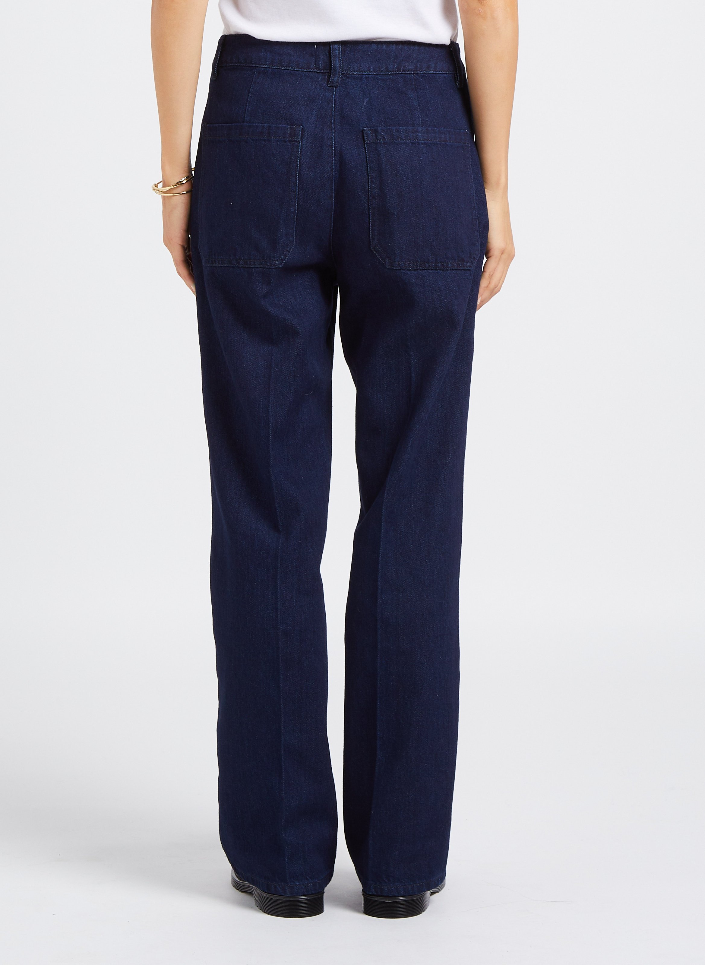 Jean droit taille haute en coton LAB DIP Bleu