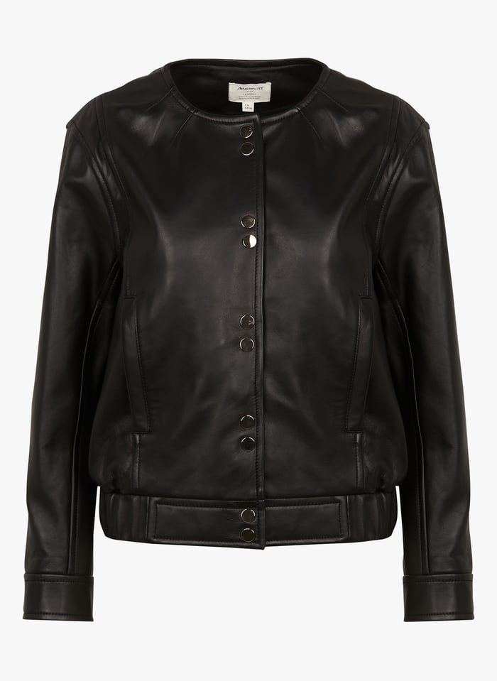 Round collar 2025 leather jacket