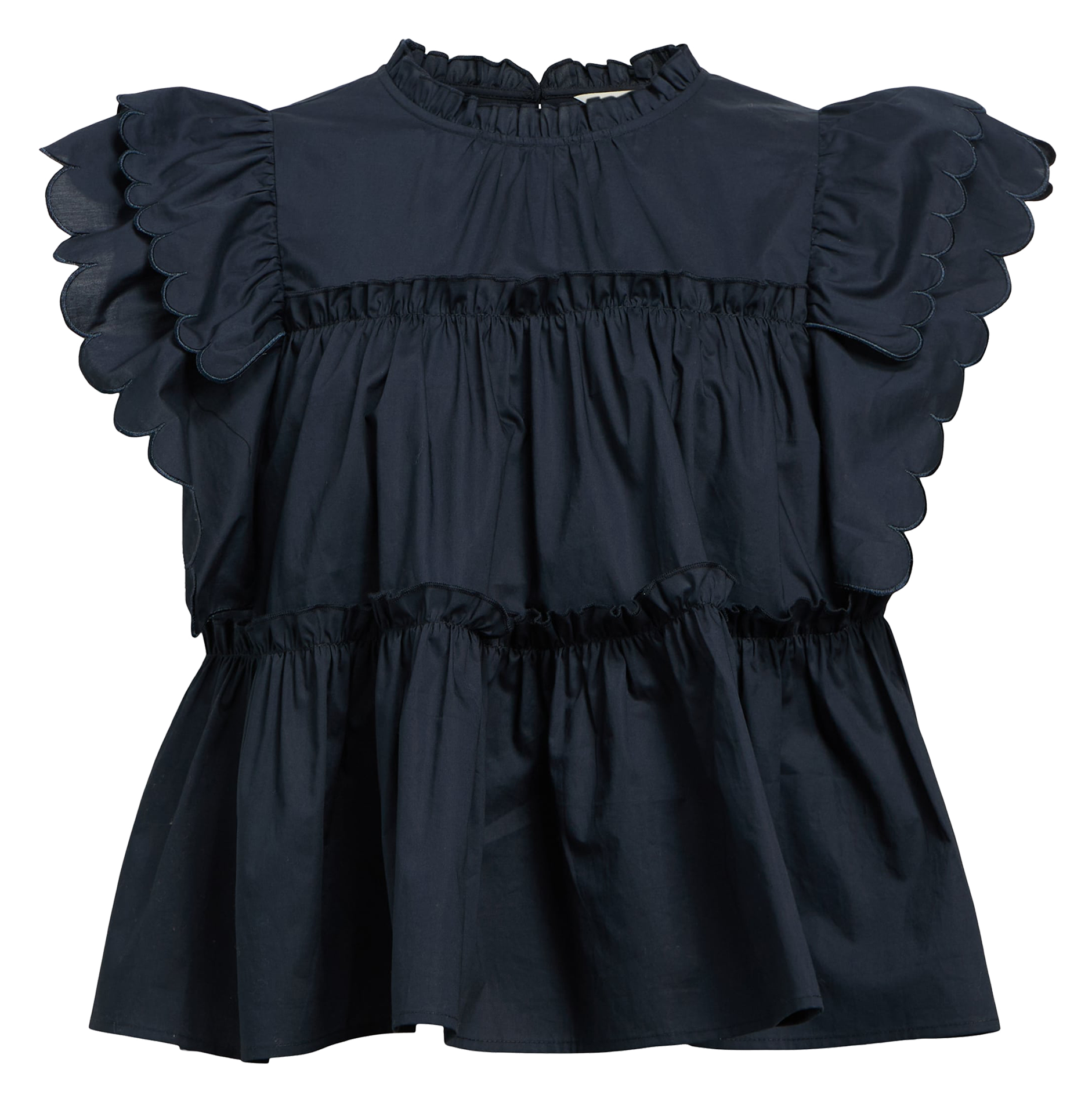 Round-neck cotton-blend cardigan OBJECT Blue