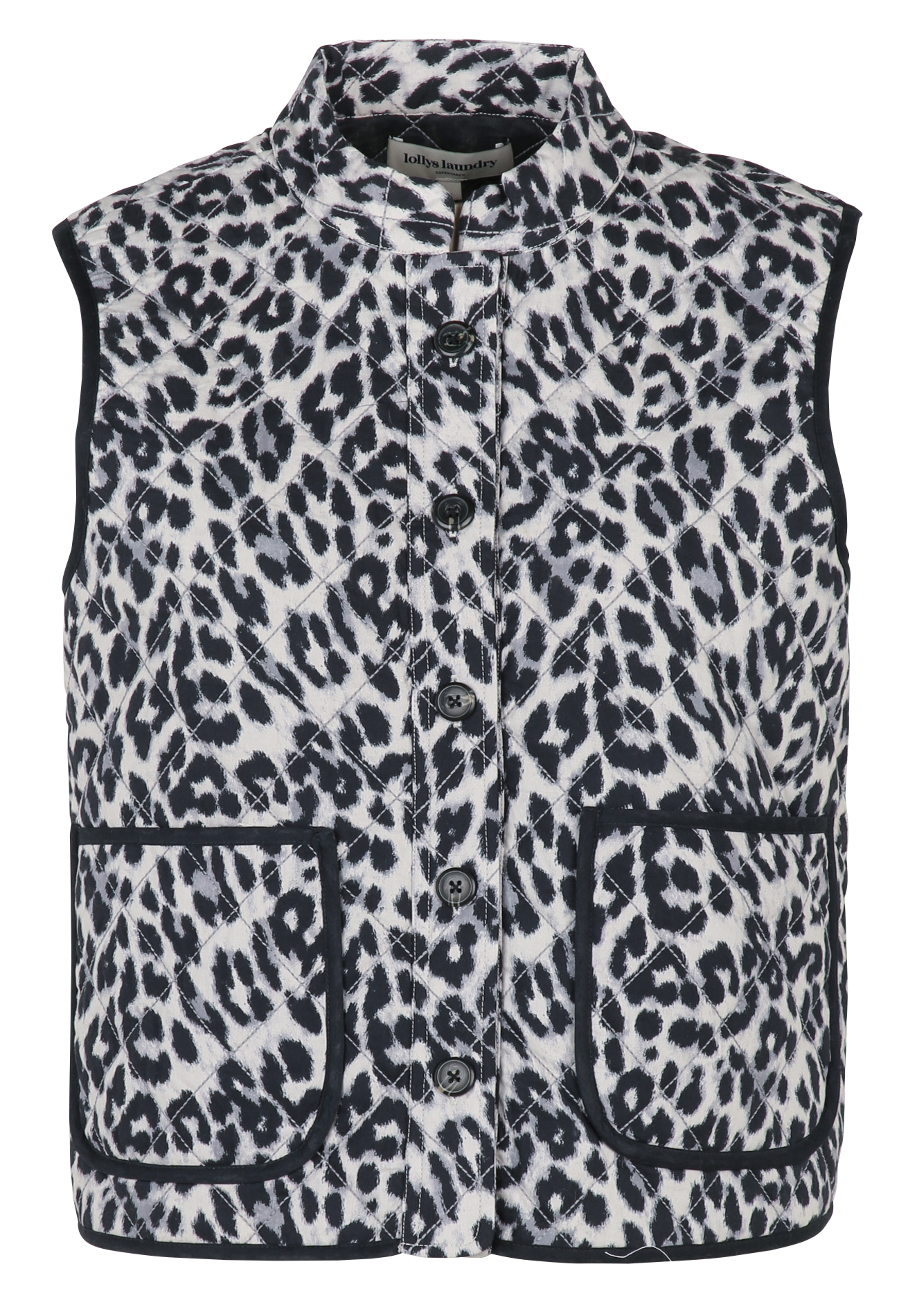 Veste col rond à imprimé léopard LOLLYS LAUNDRY Marron