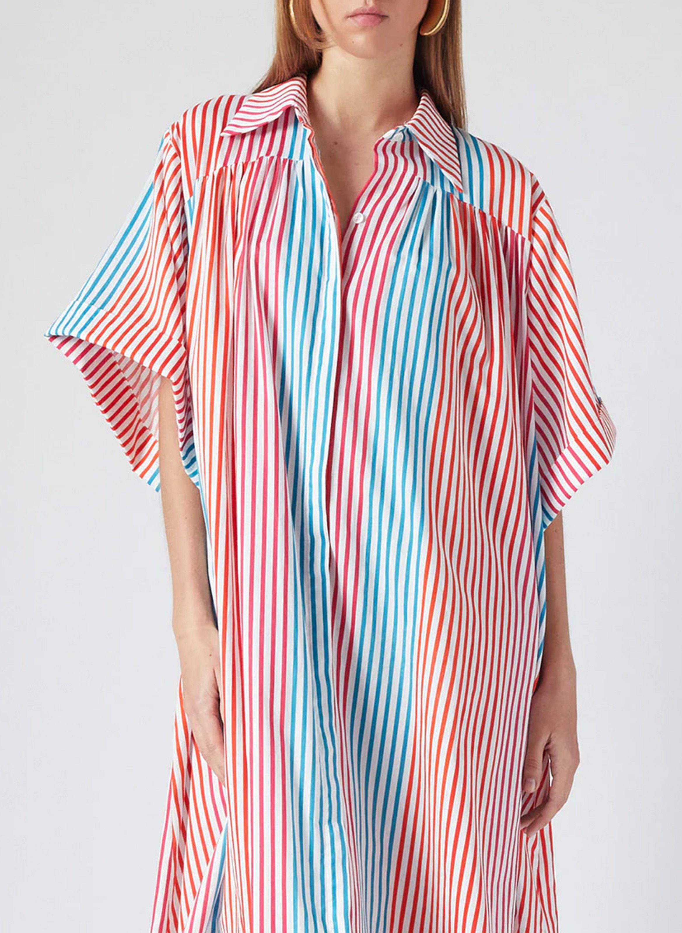 Long cotton dress with classic collar THE LABEL EDITION Multicolored