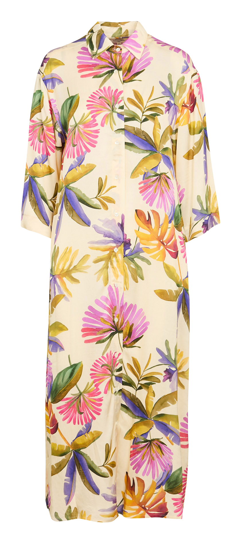 Langes, bedrucktes Hemdkleid HARTFORD Beige