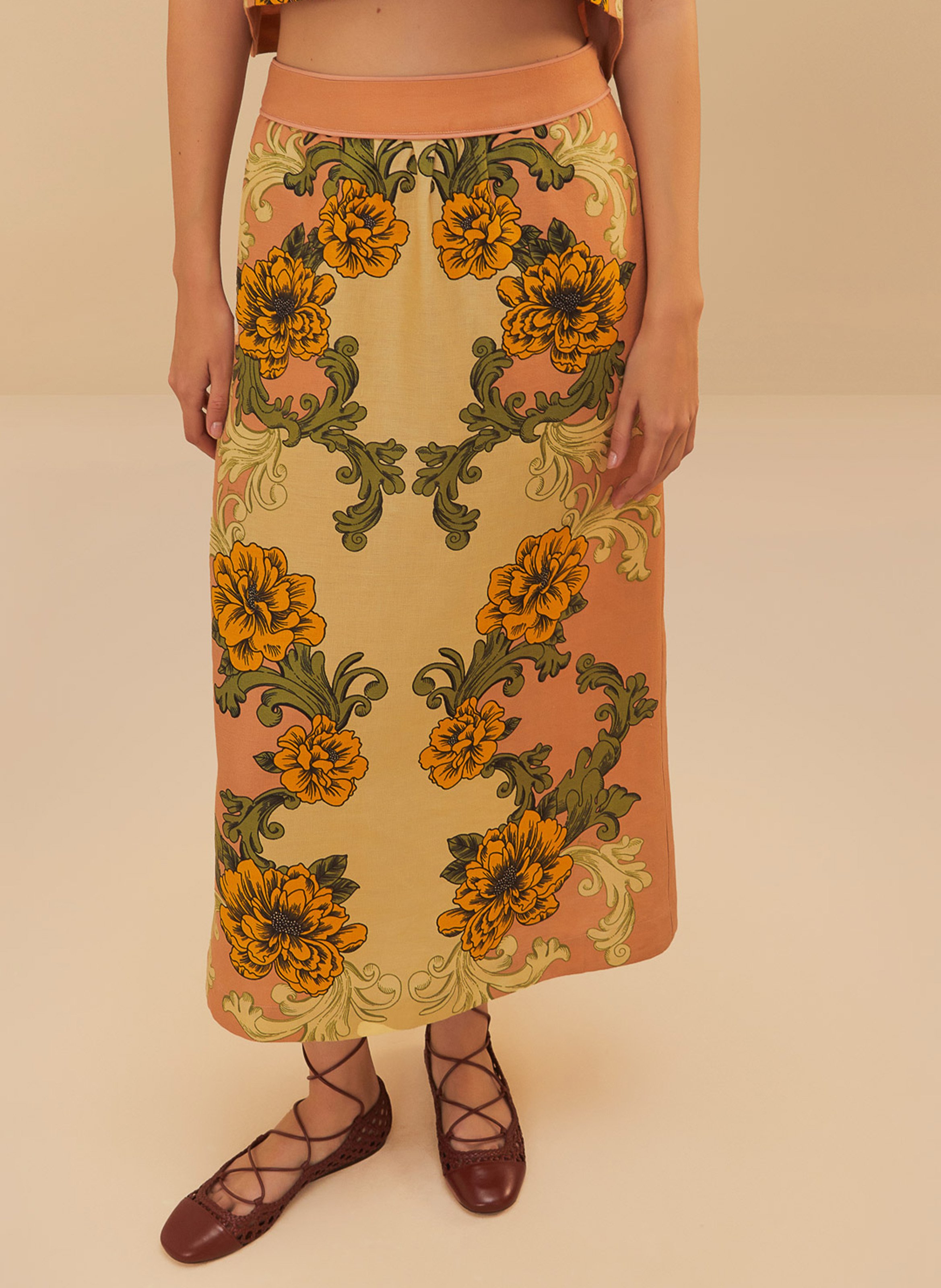 Jupe midi à imprimé floral  FARM RIO Multicolore