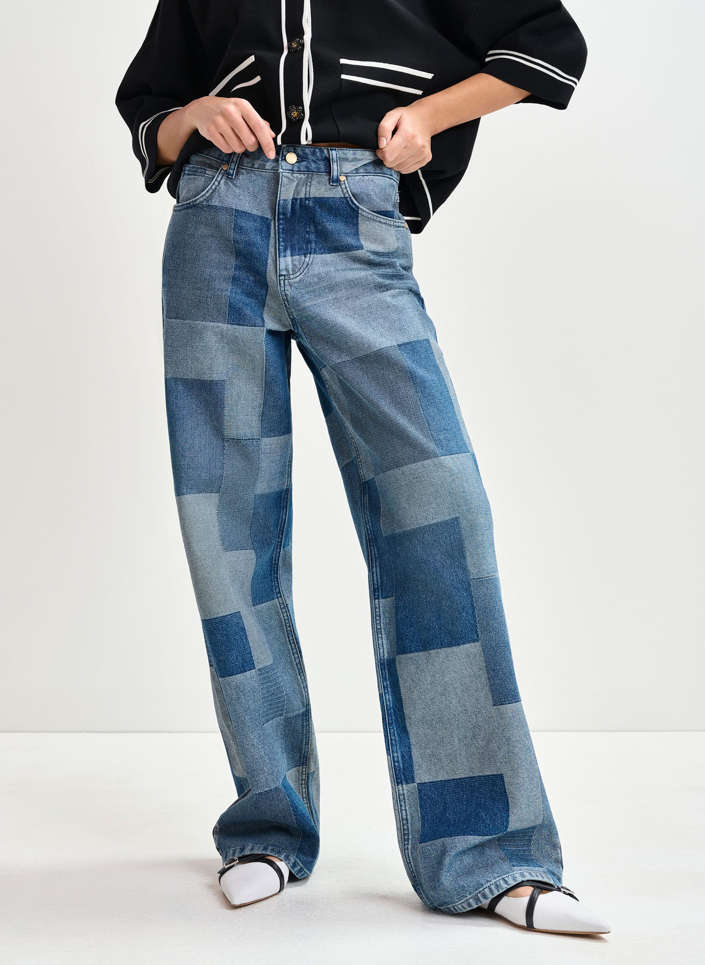 Jean large patchwork en coton ESSENTIEL ANTWERP Bleu
