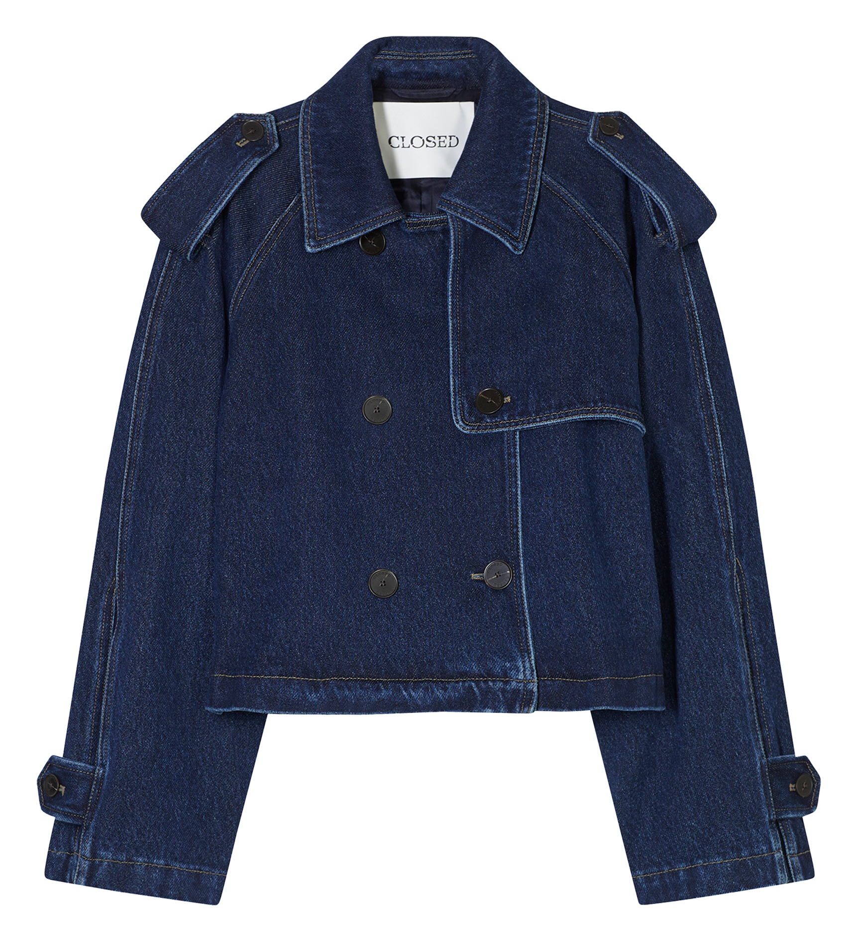 Straight cotton-blend trench coat CLOSED Blue