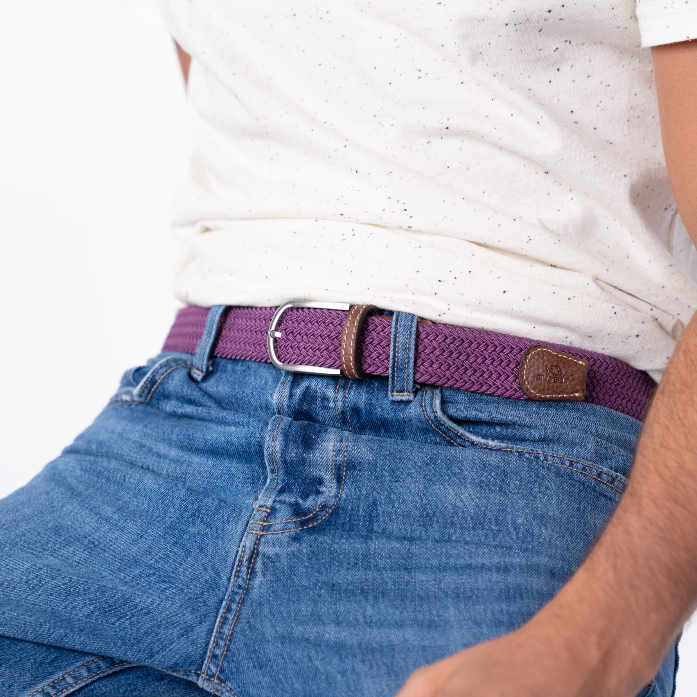 Solid Elastic Braided Belt BILLYBELT Purple