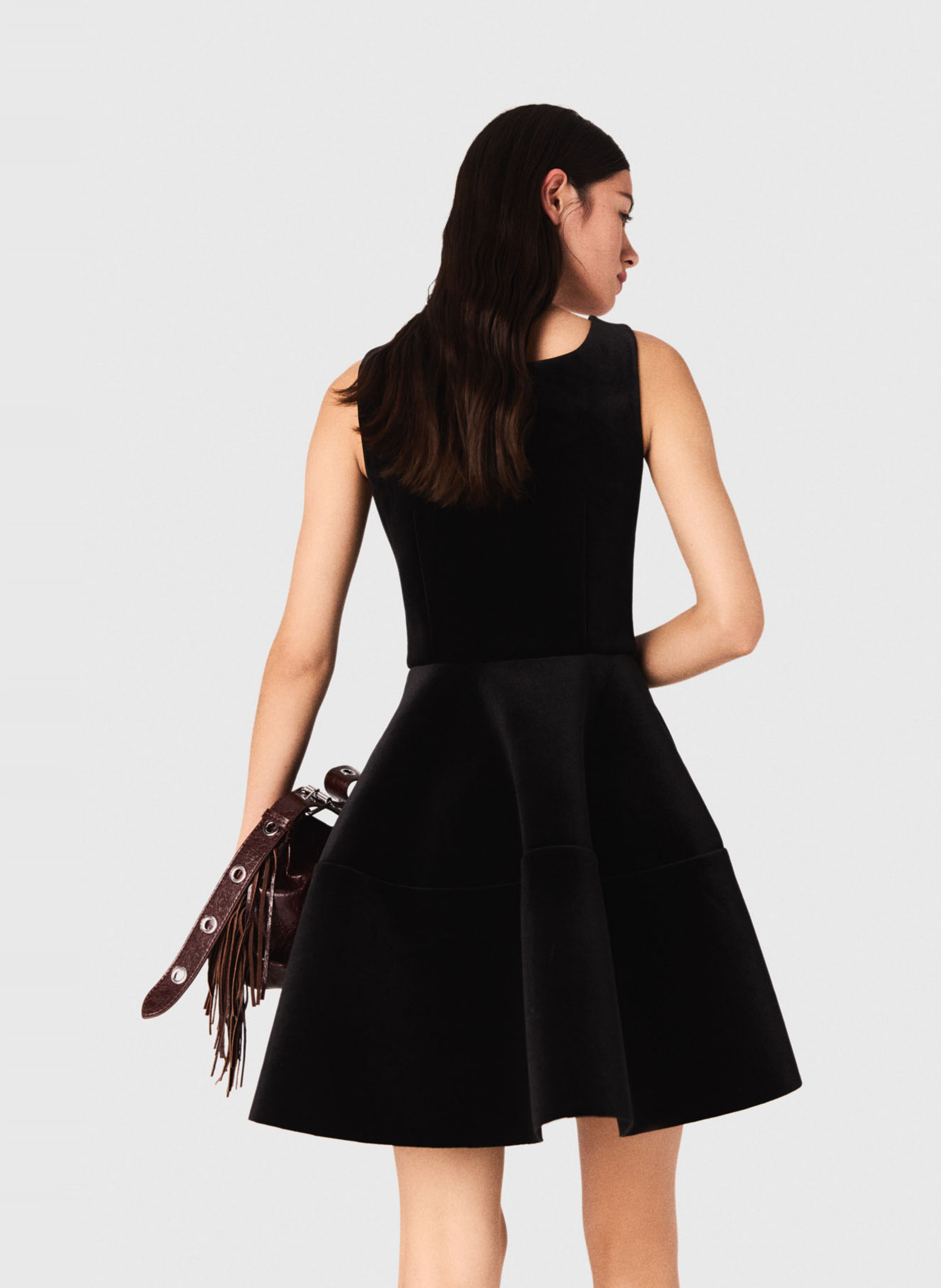 Solid color velvet skater dress MAJE Black