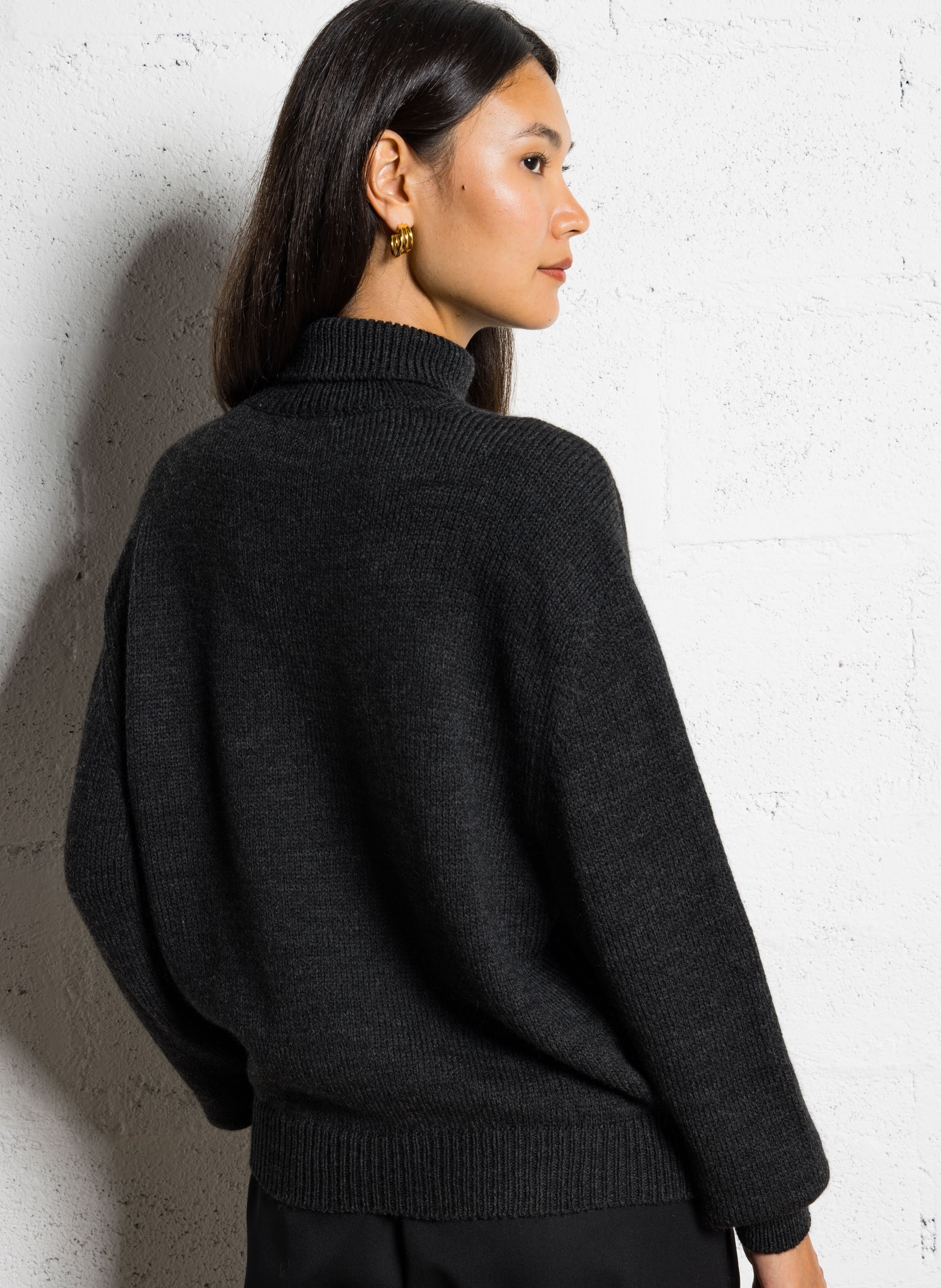 Col roulé ample en alpaga mélangé MASSCOB Noir