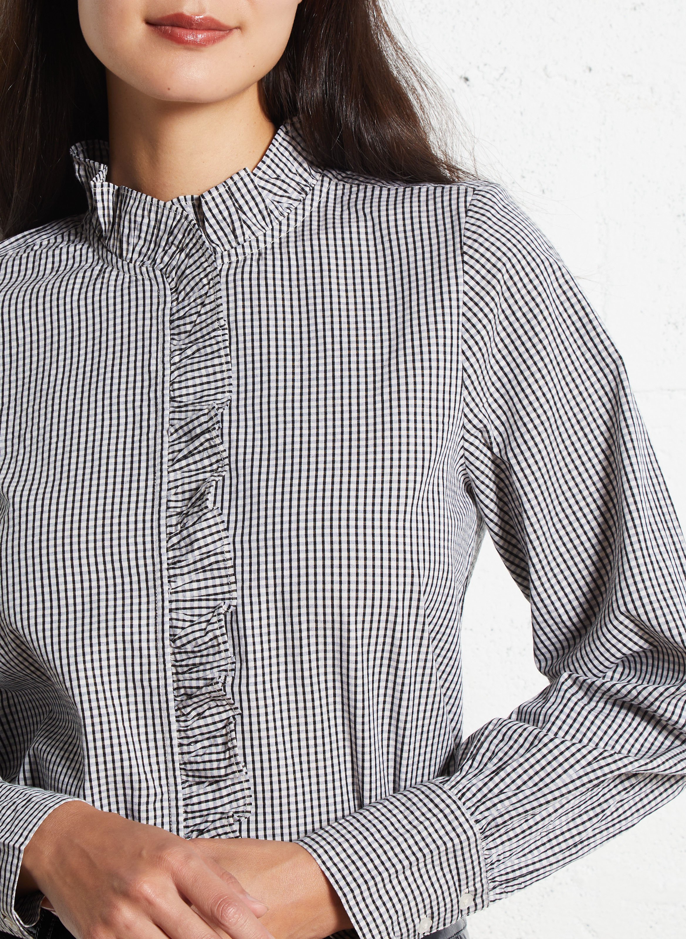 Straight cotton shirt with Lavallière collar PETITE MENDIGOTE Black