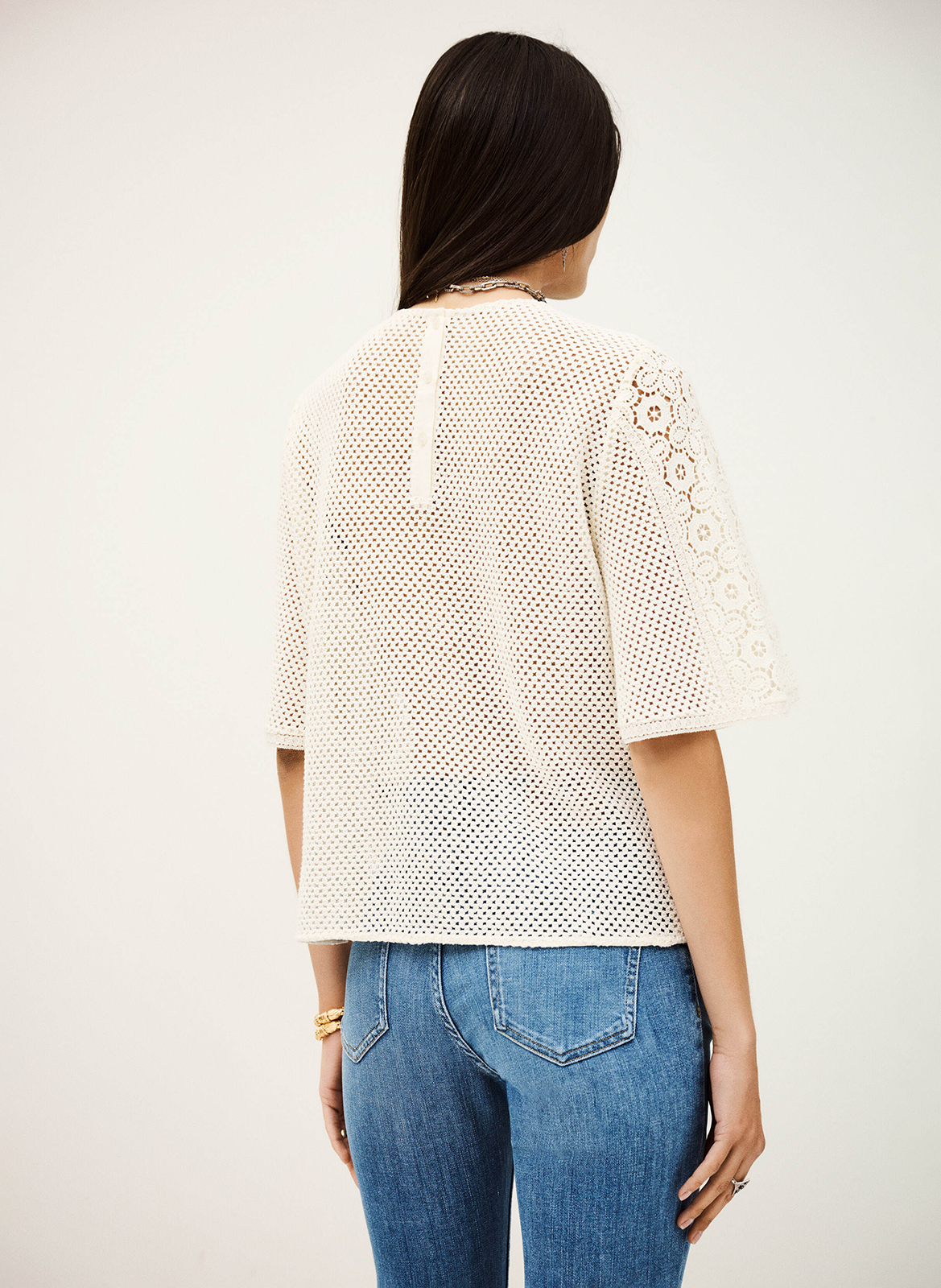 Top droit en maille ajourée fantaisie BA&SH Beige