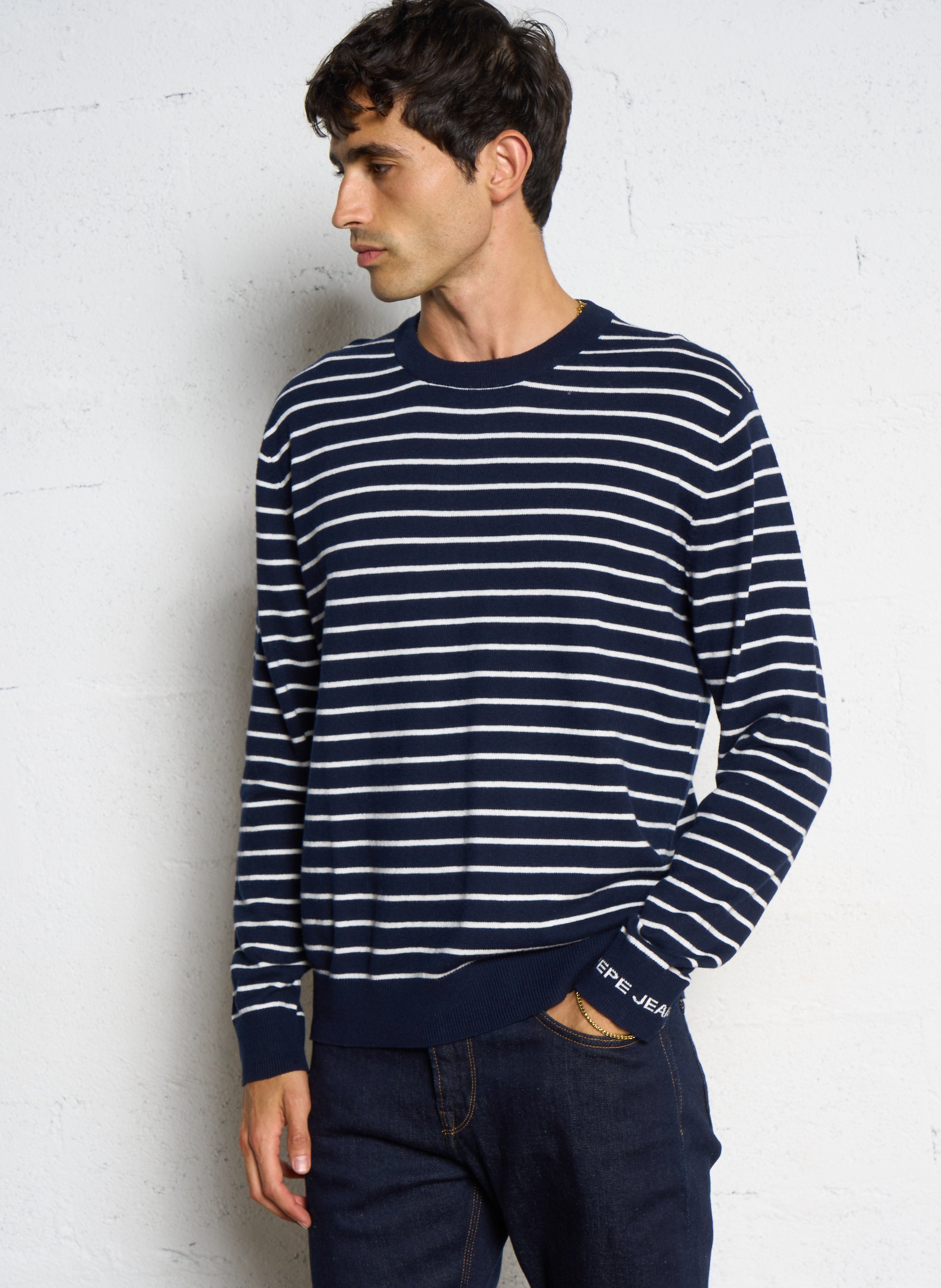 Cotton and wool sleeveless sweater with lacing PEPE JEANS Blue