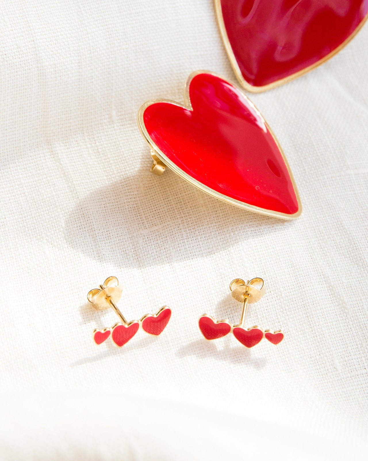 The 3 hearts earrings EMOI EMOI Red