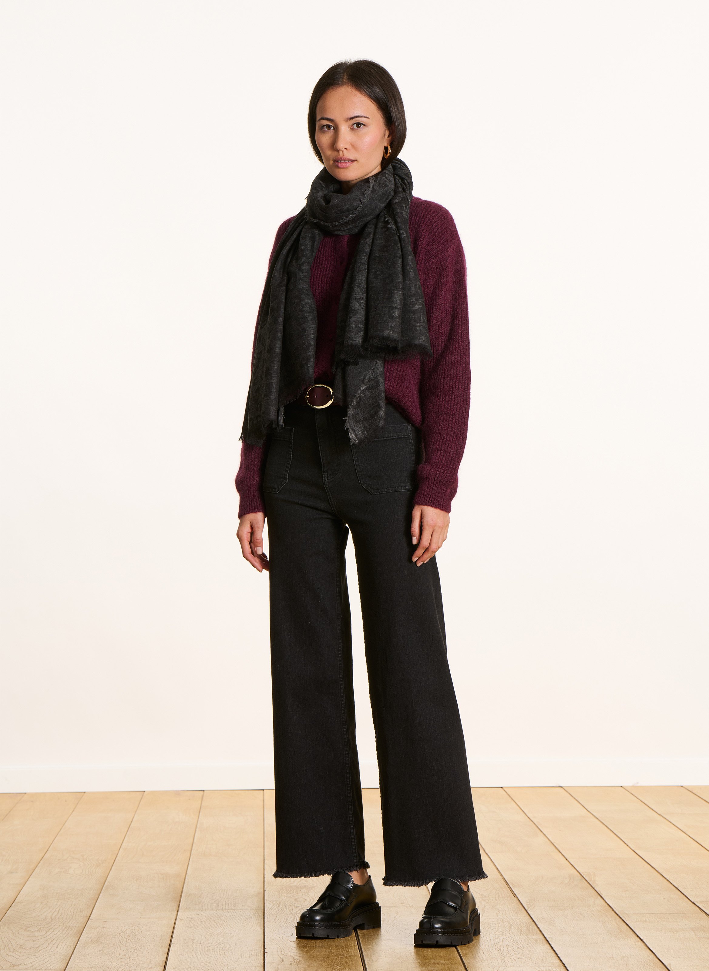 Foulard en laine mélangée LA FEE MARABOUTEE Noir