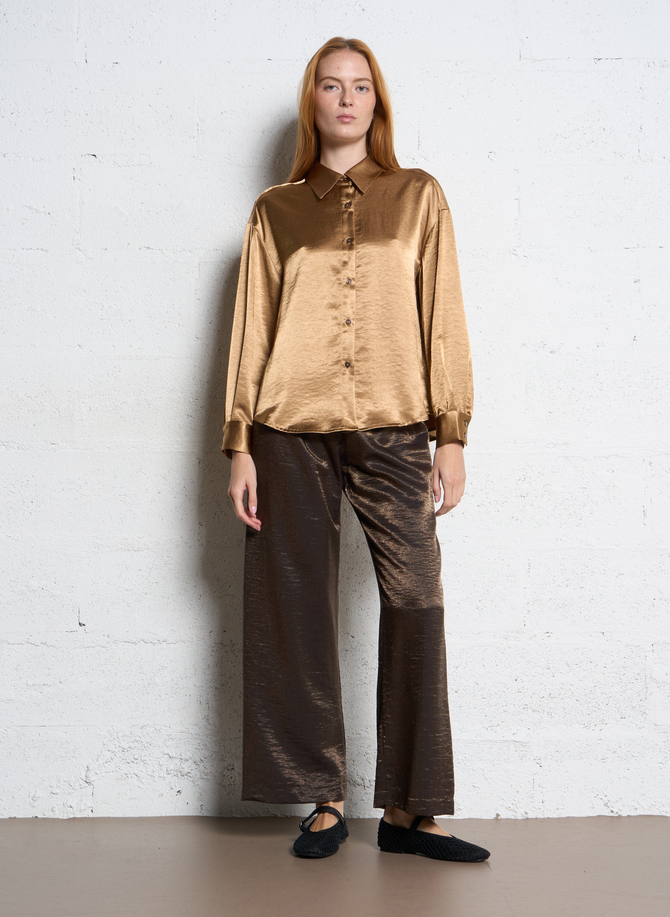 Bedruckte Bluse mit klassischem Kragen THE KORNER Golden