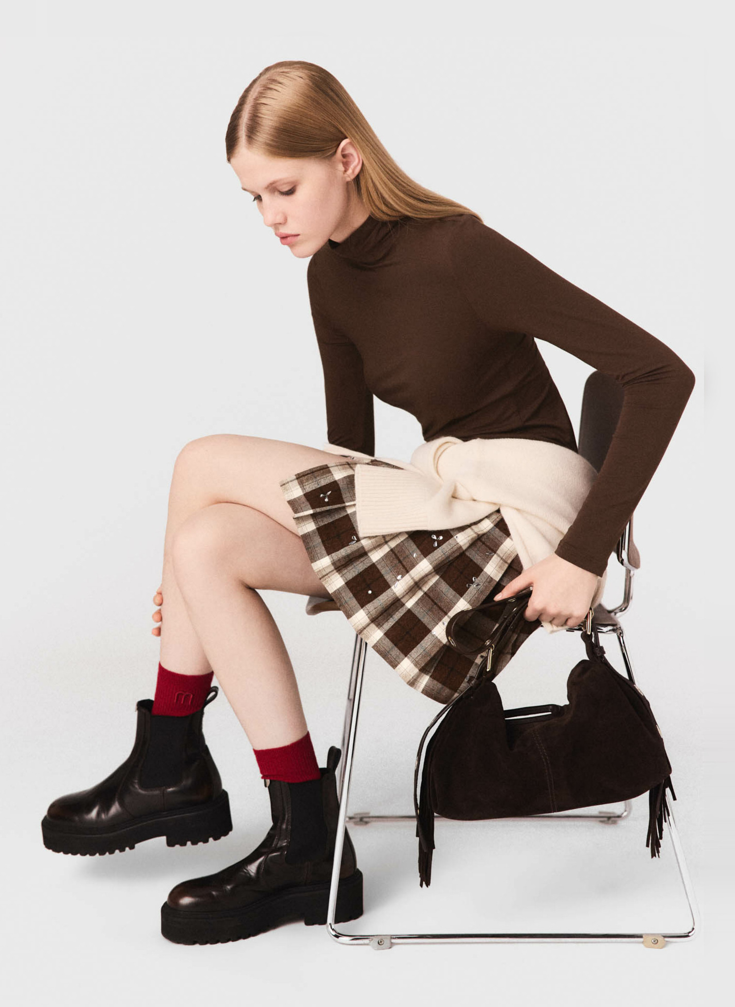 Pull col roulé  MAJE Marron