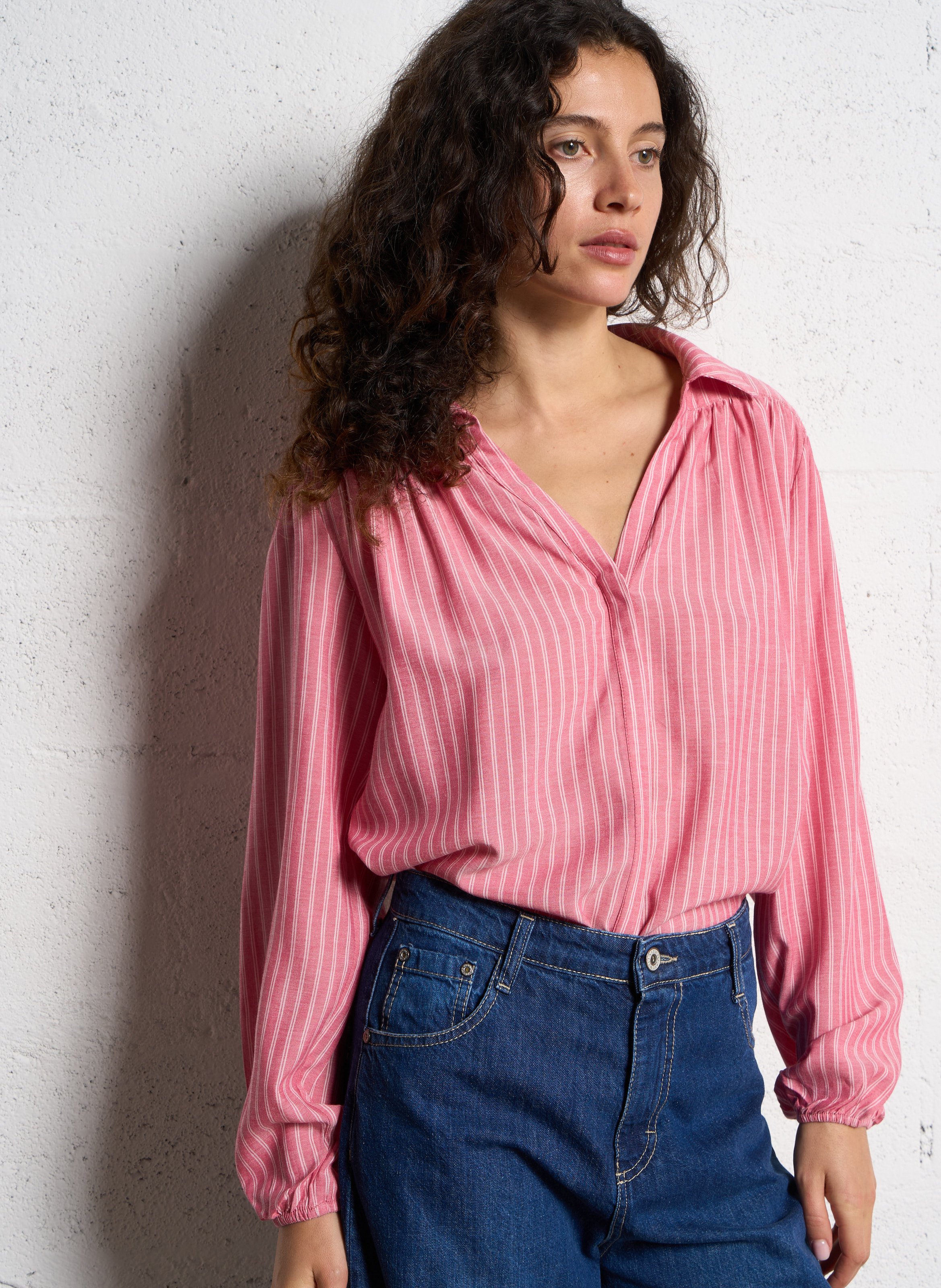 Chemise col classique rayée MAISON 123 Rose