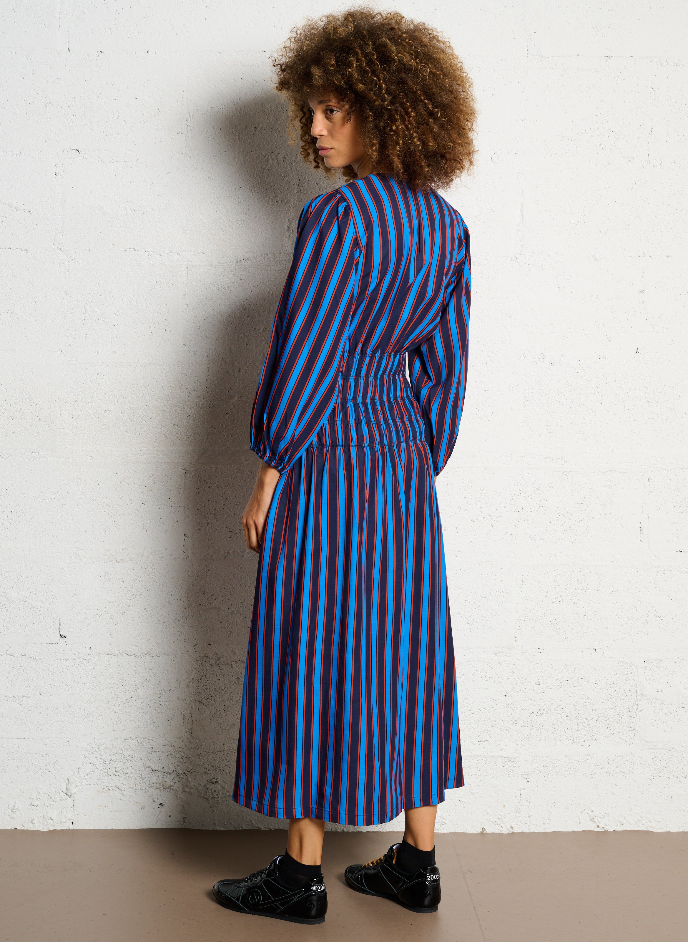 Robe midi fluide à rayures THE TINY BIG SISTER Bleu