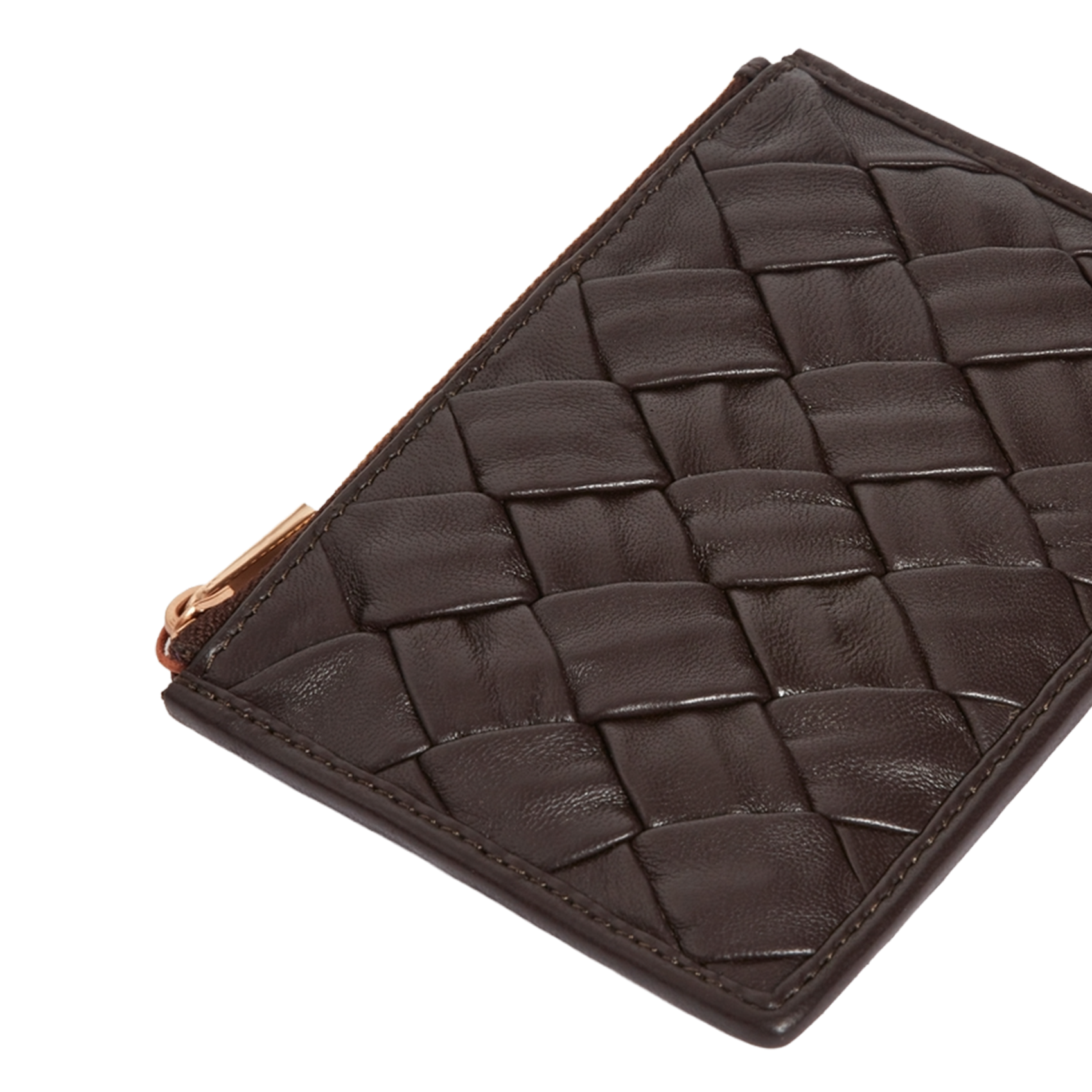 Braided leather zip-around wallet VANESSA BRUNO Brown