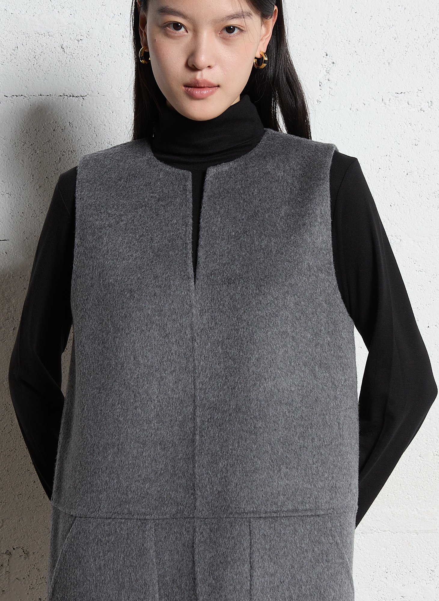 Robe sans manches unie en laine mélangée MAISON 123 Gris