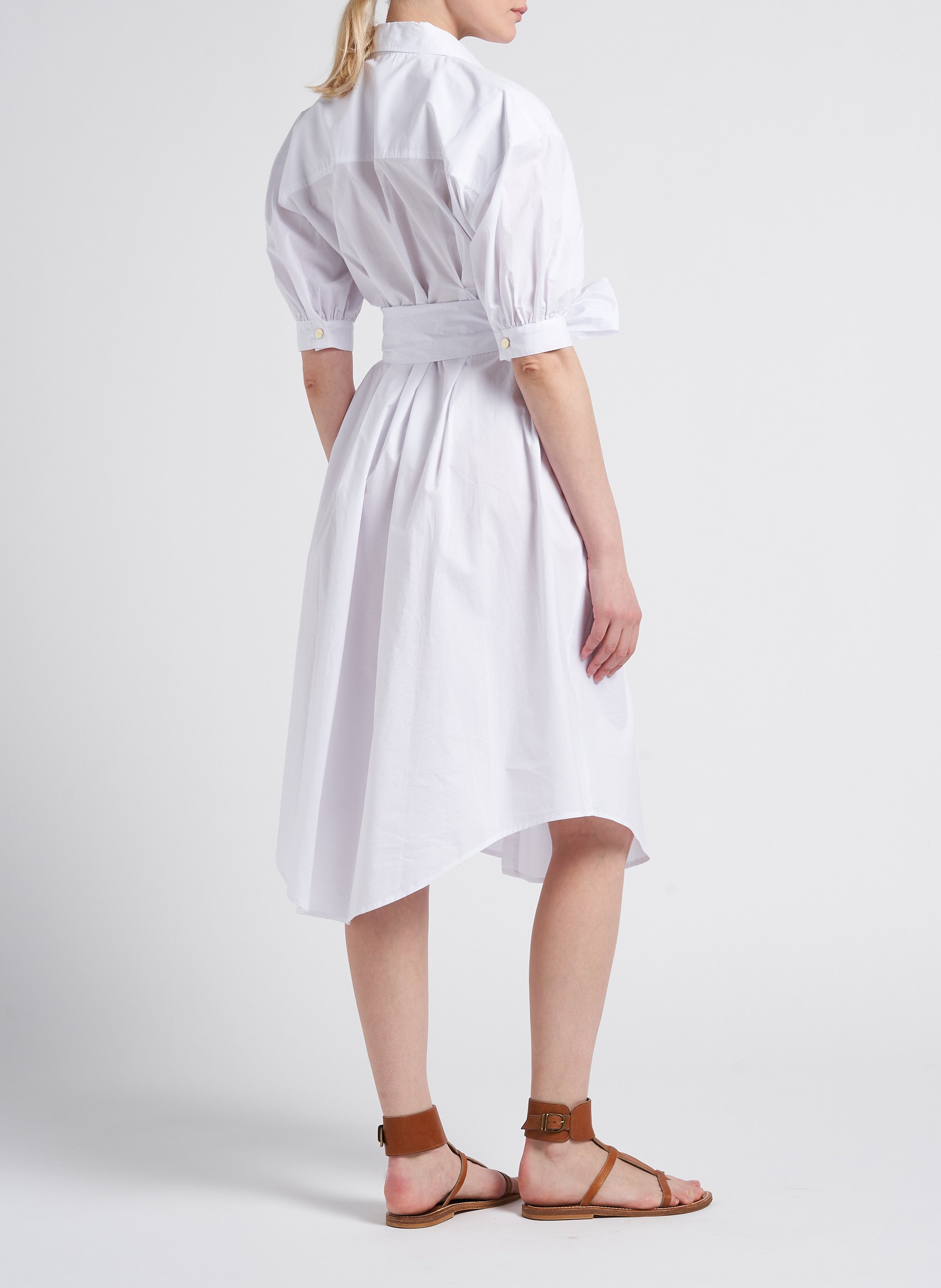 Robe mi-longue col V en coton PINKO Blanc