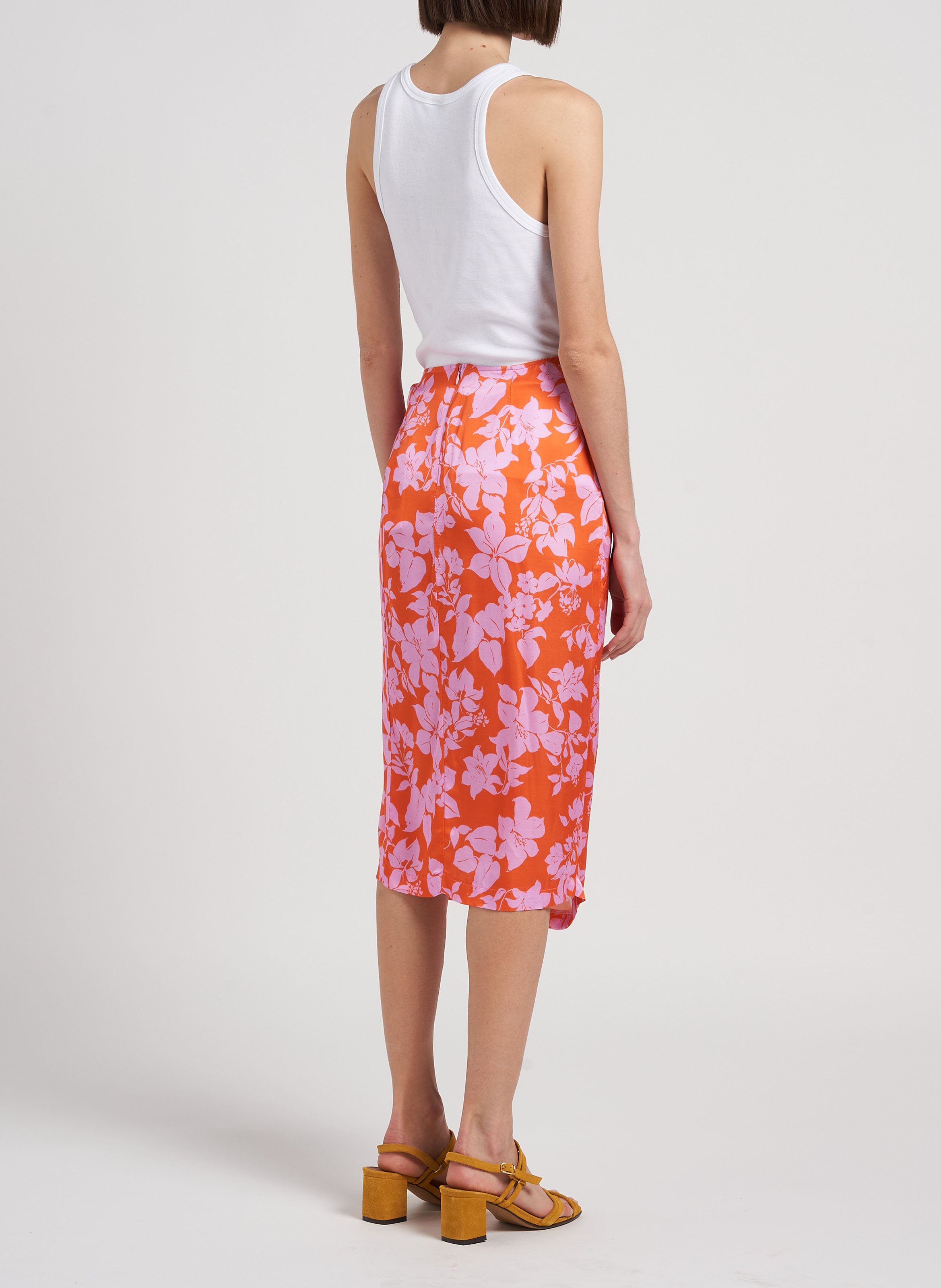 Bedruckter gerader Wickelrock LA PETITE FRANCAISE Orange