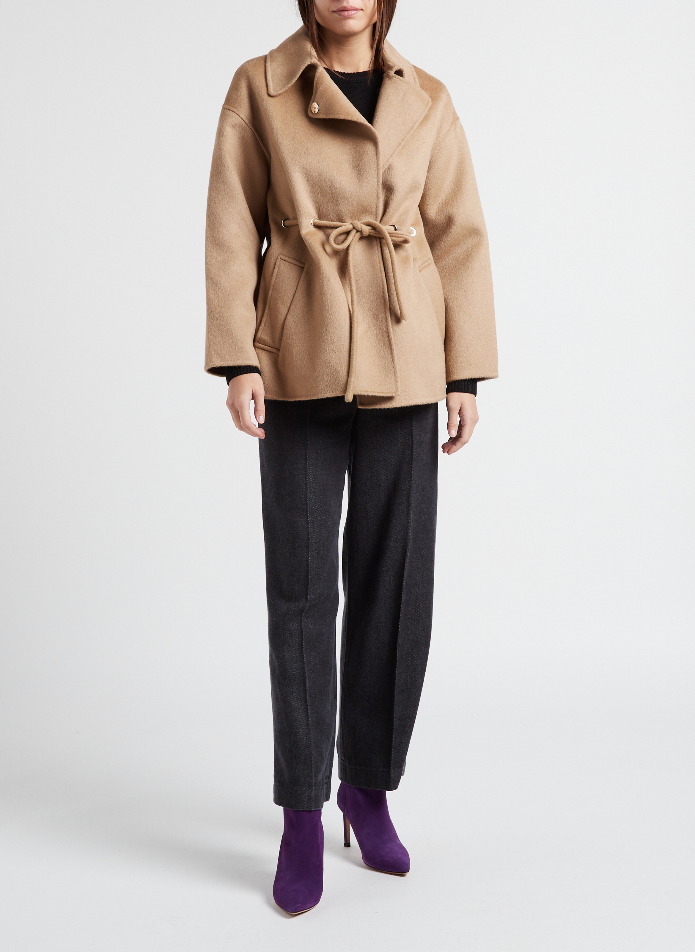 Manteau ample col classique en laine mélangée BA&SH Marron