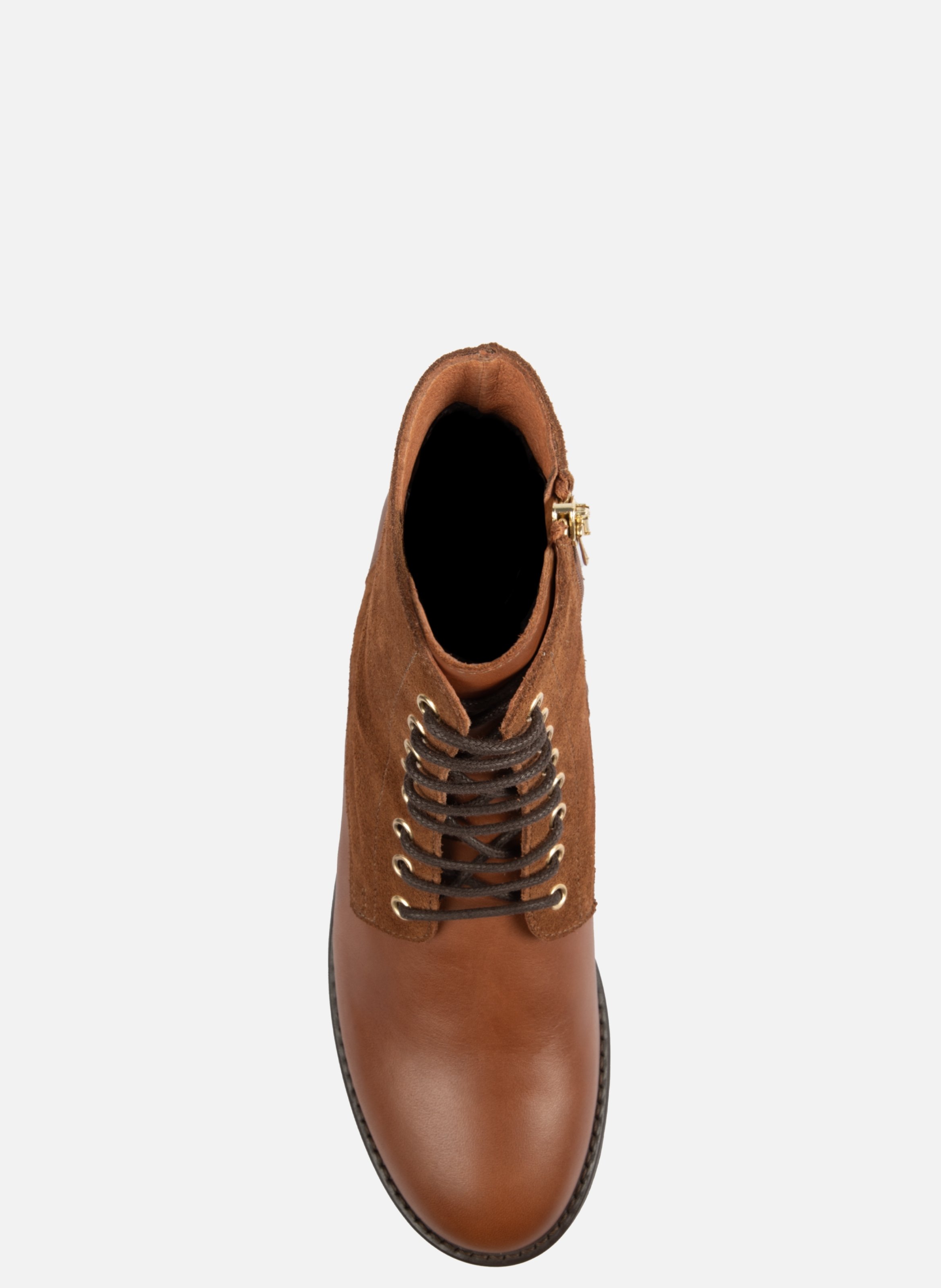 Lace-up ankle boots in camel suede and smooth leather JULES & JENN Brown