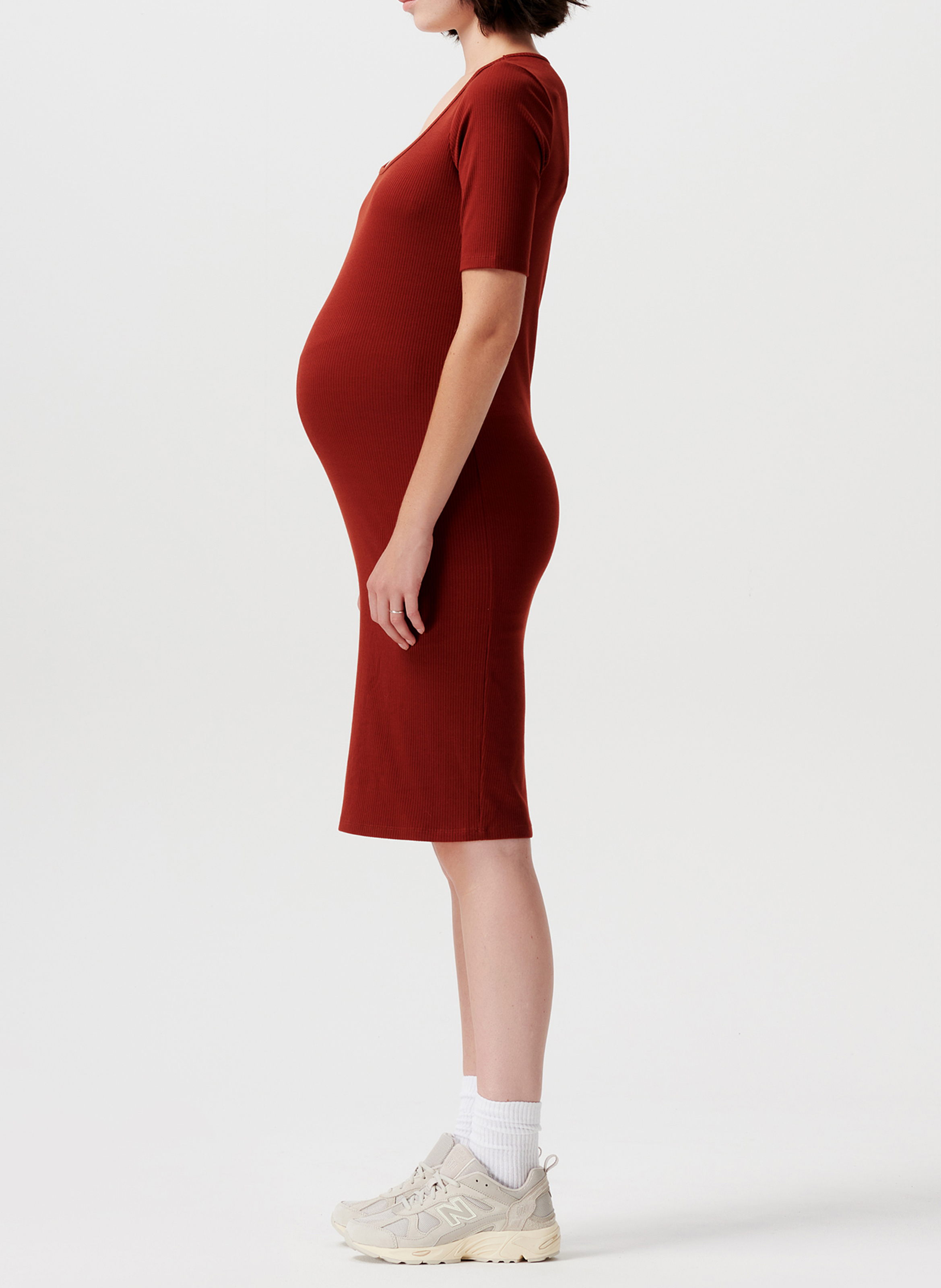 Robe courte en maille côtelée SUPERMOM Rouge