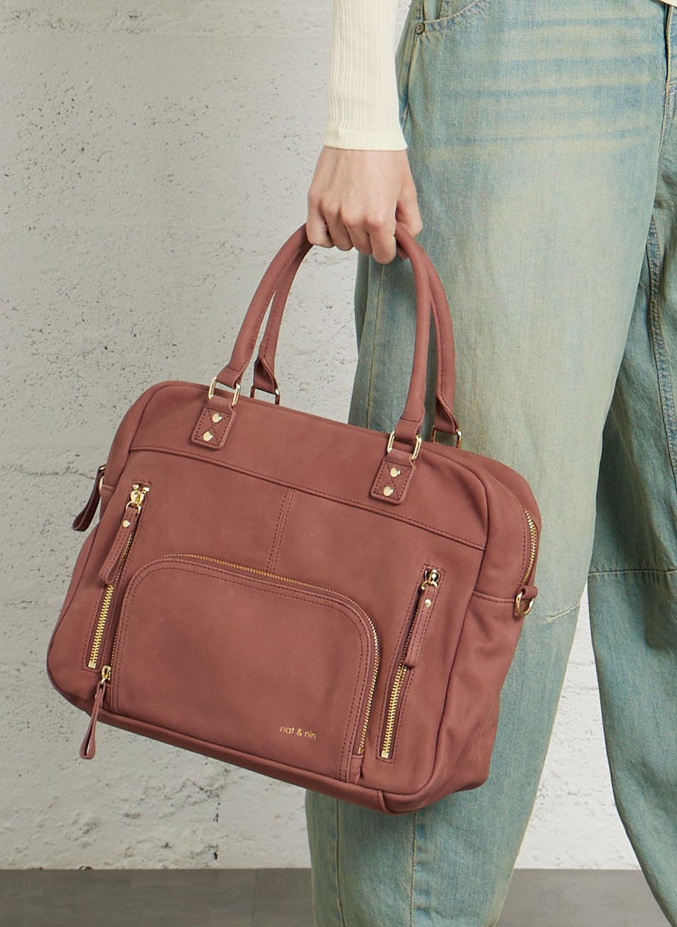 Multitaschen-Shopper aus Leder NAT & NIN Rosa