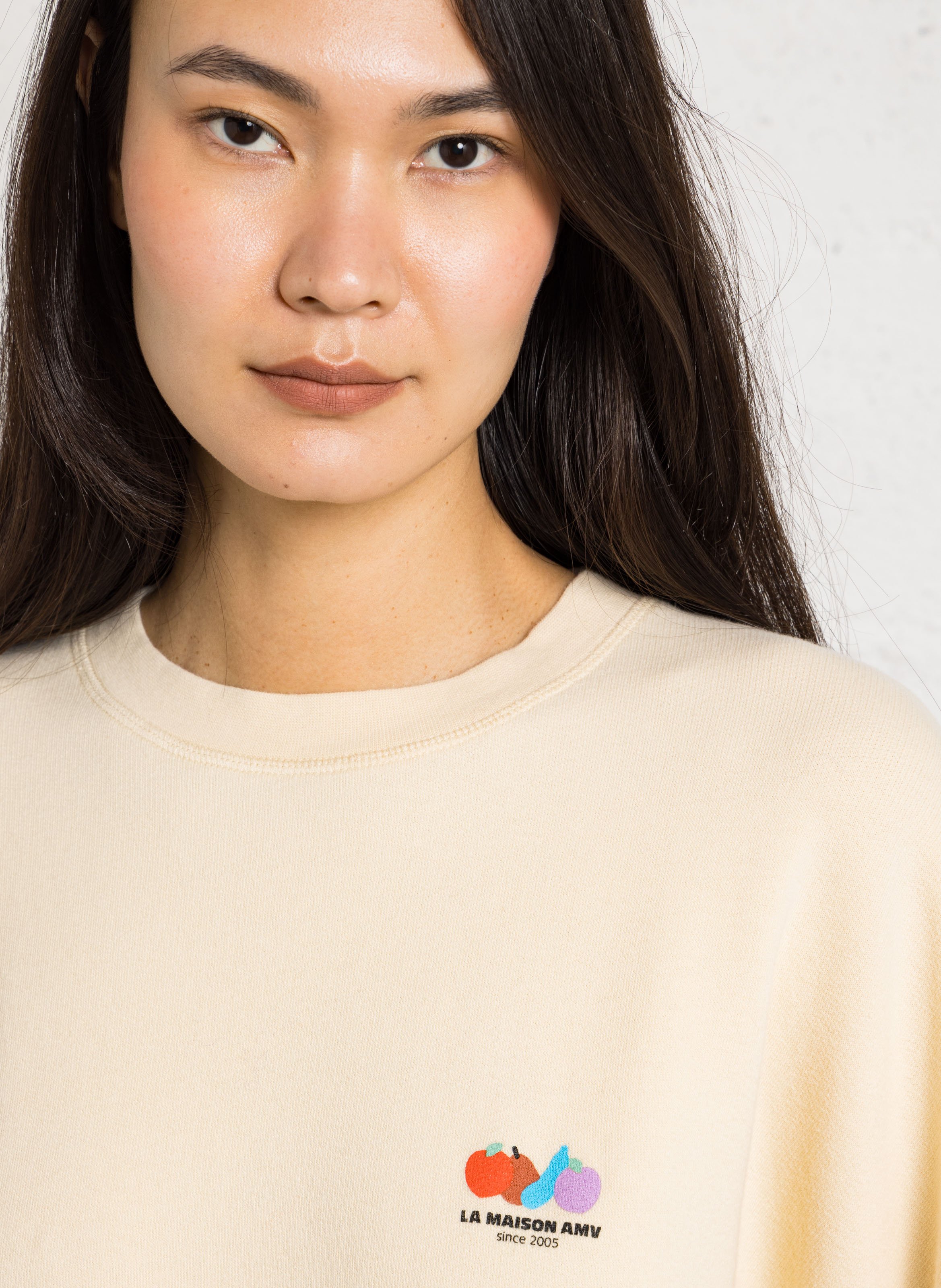 Oversized cotton-blend sweatshirt with round neck AMERICAN VINTAGE Beige