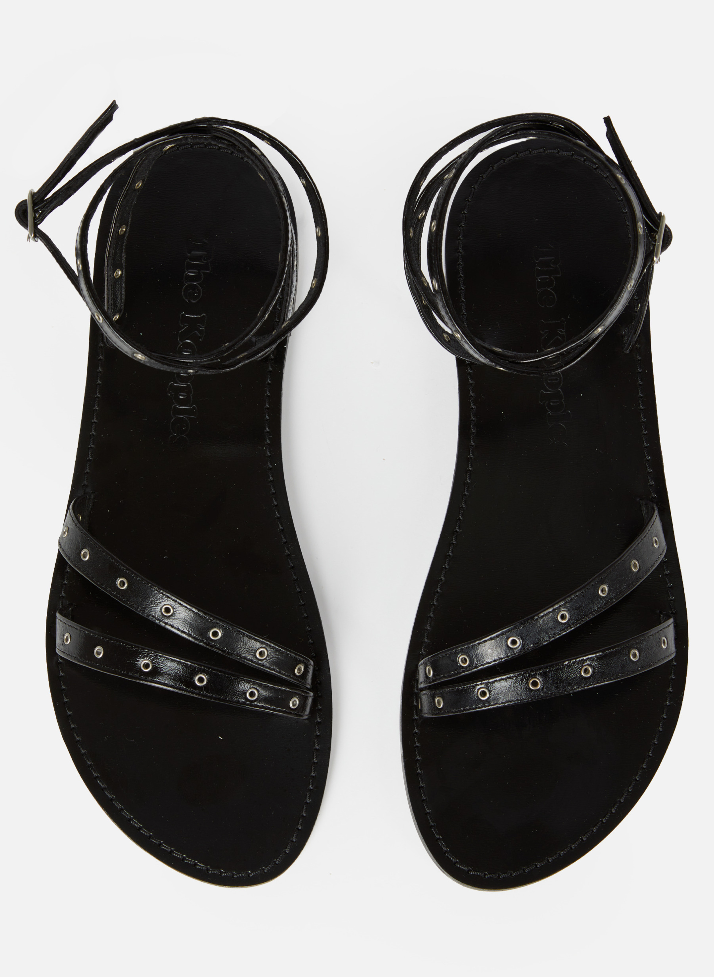 Flat leather sandals with eyelets THE KOOPLES Black