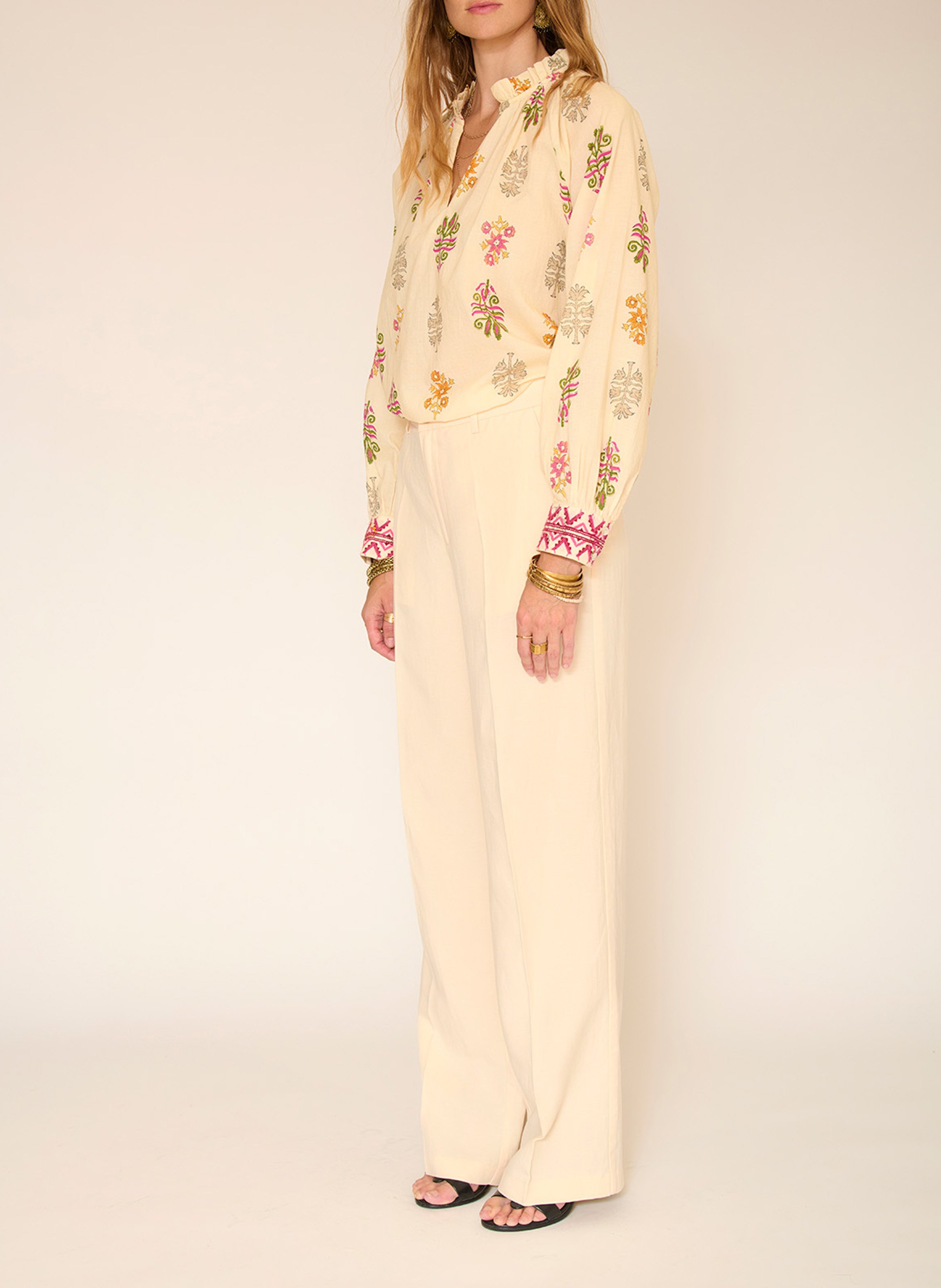 Weit geschnittene Hose MKT Beige