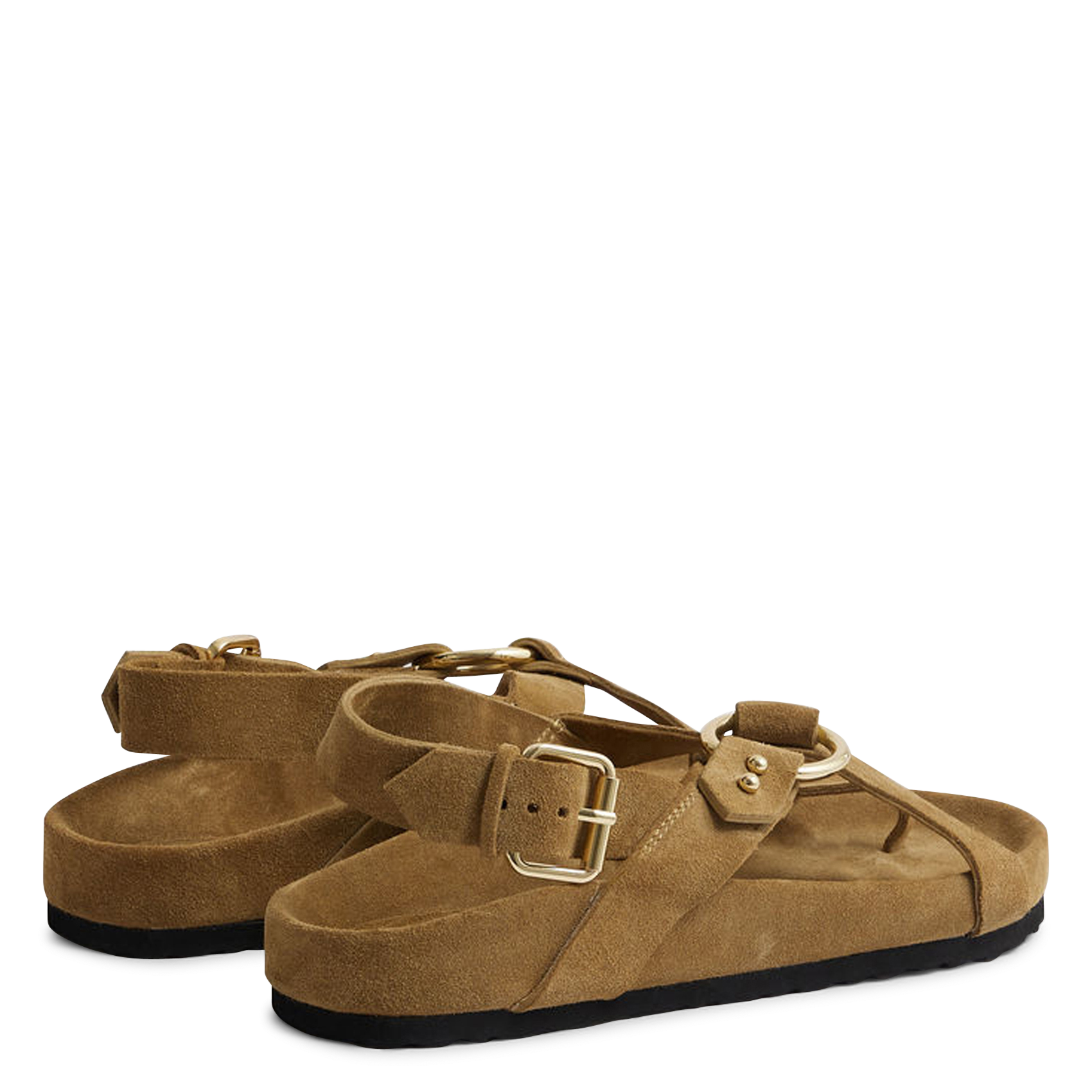 Avarca Berlin - Flache Ledersandalen mit Samt SOEUR Braun