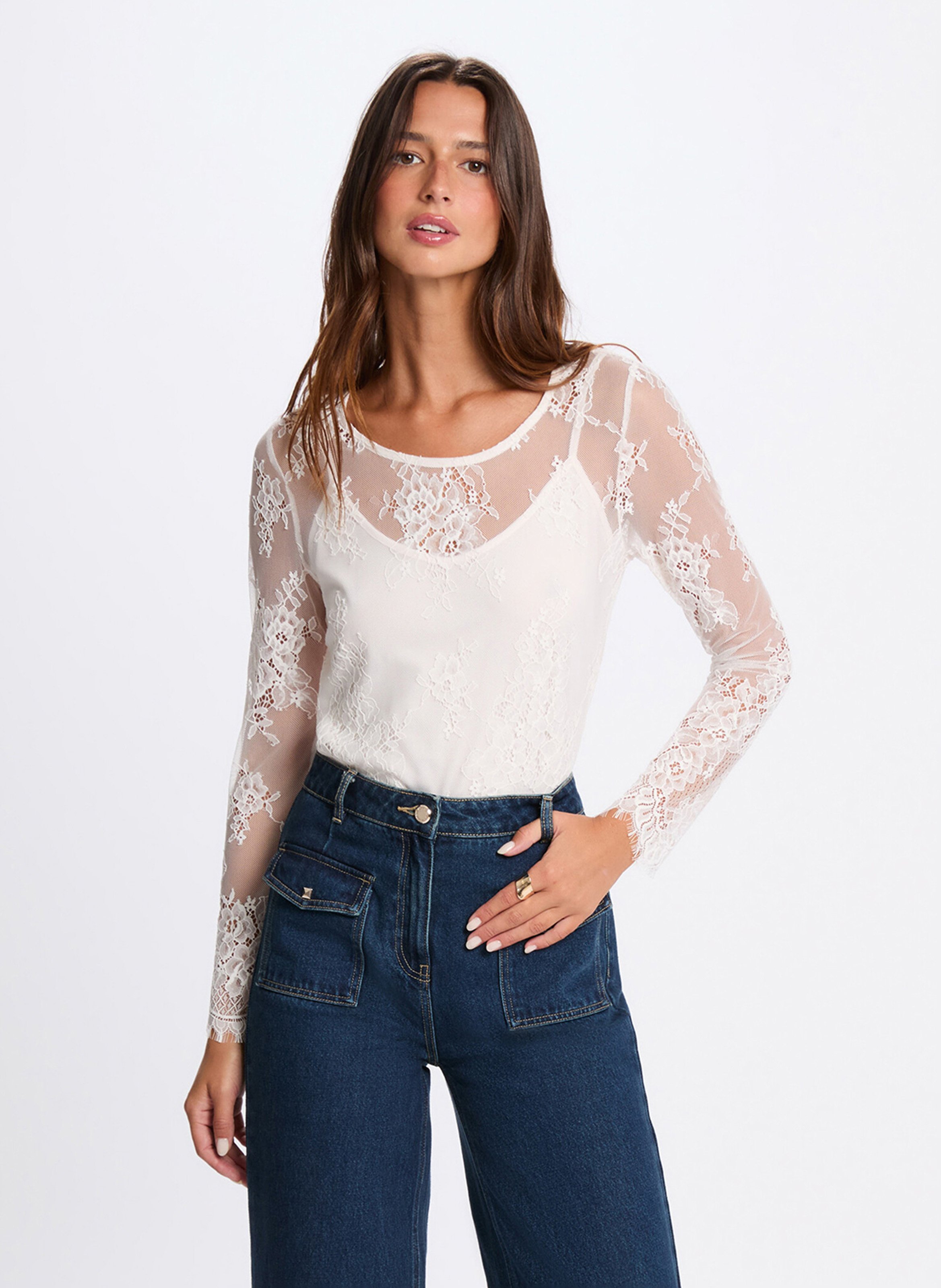 Tee-shirt droit en dentelle MORGAN