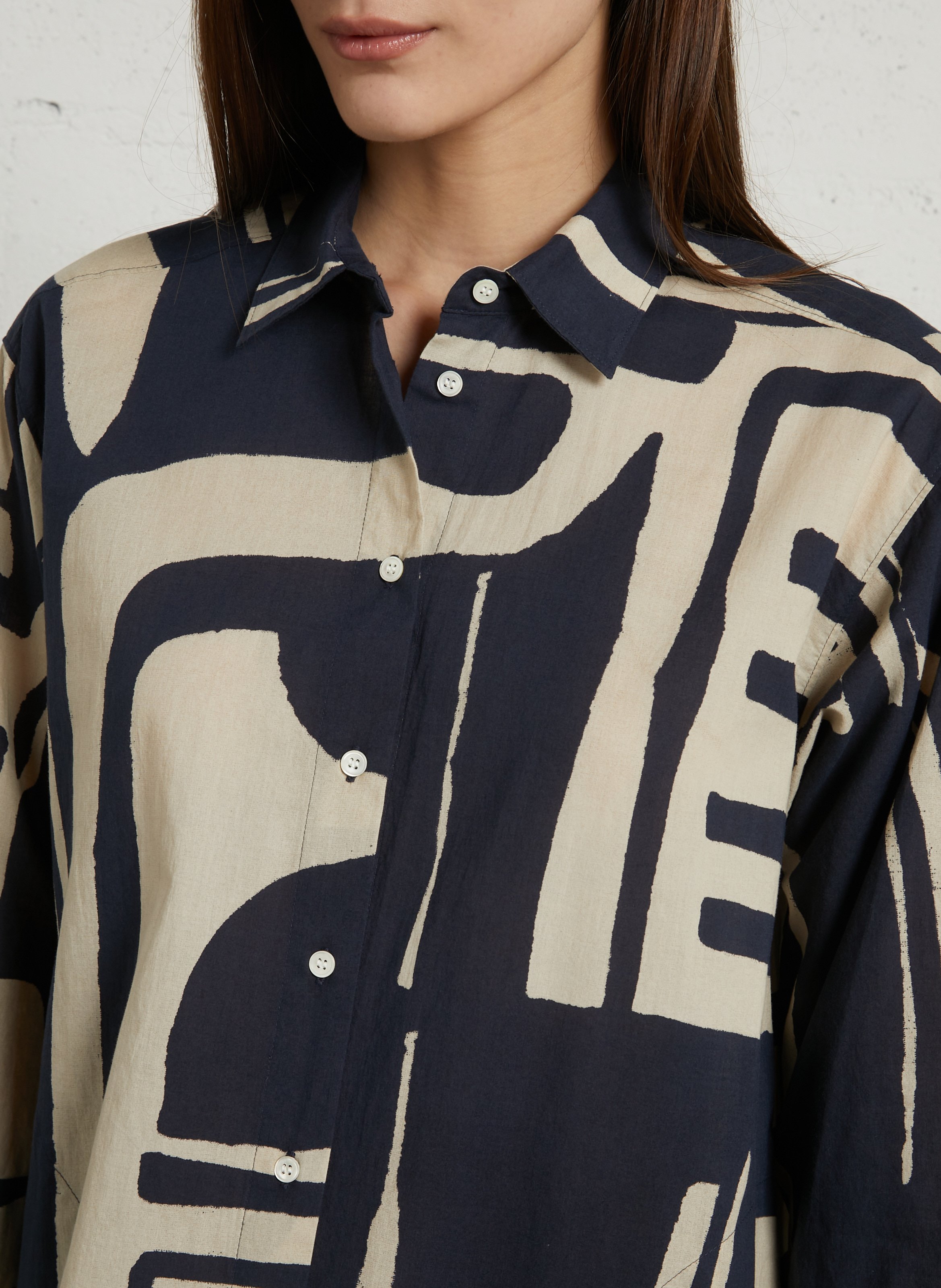 Lange jurk met klassieke kraag in bedrukte katoen HARTFORD Veelkleurig