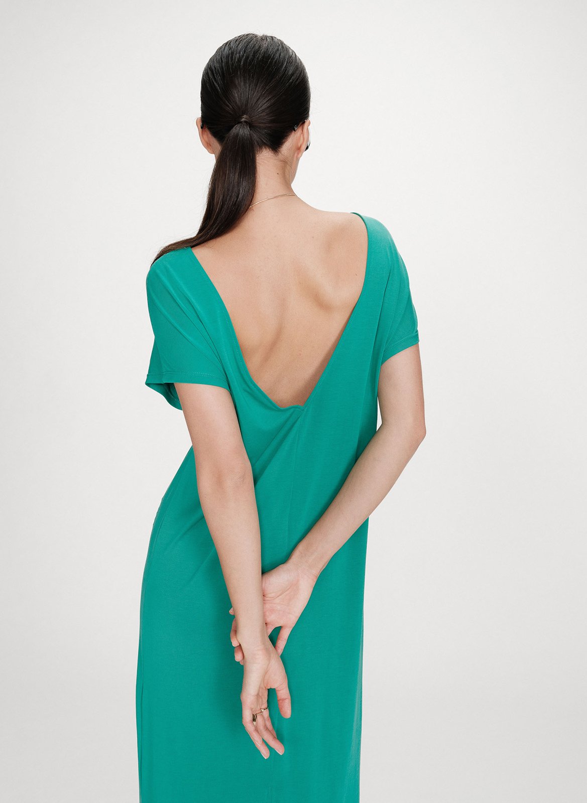 Lange jurk met ronde hals GRACE ET MILA Green