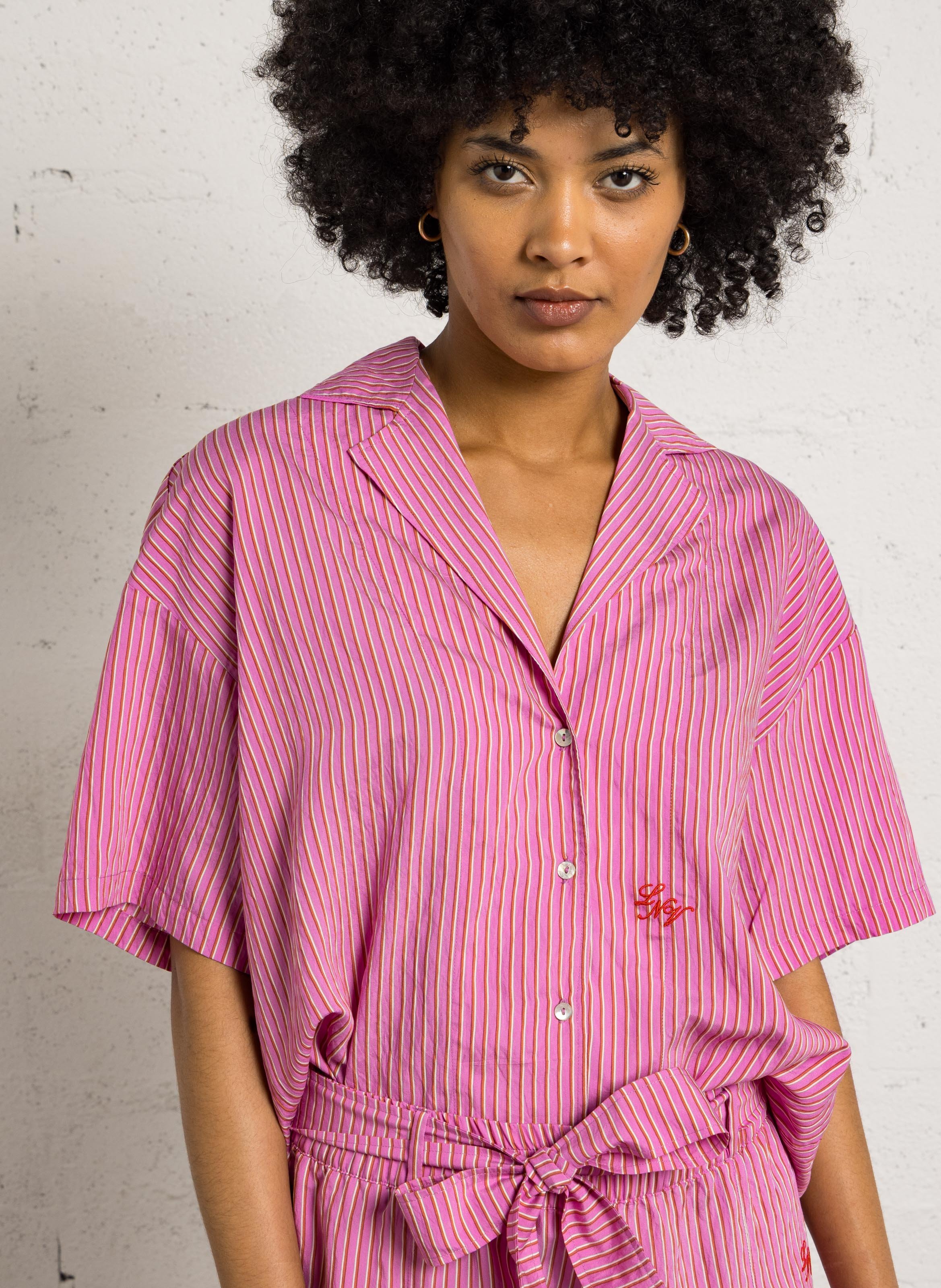 Chemise col classique rayée LA NOUVELLE Rose