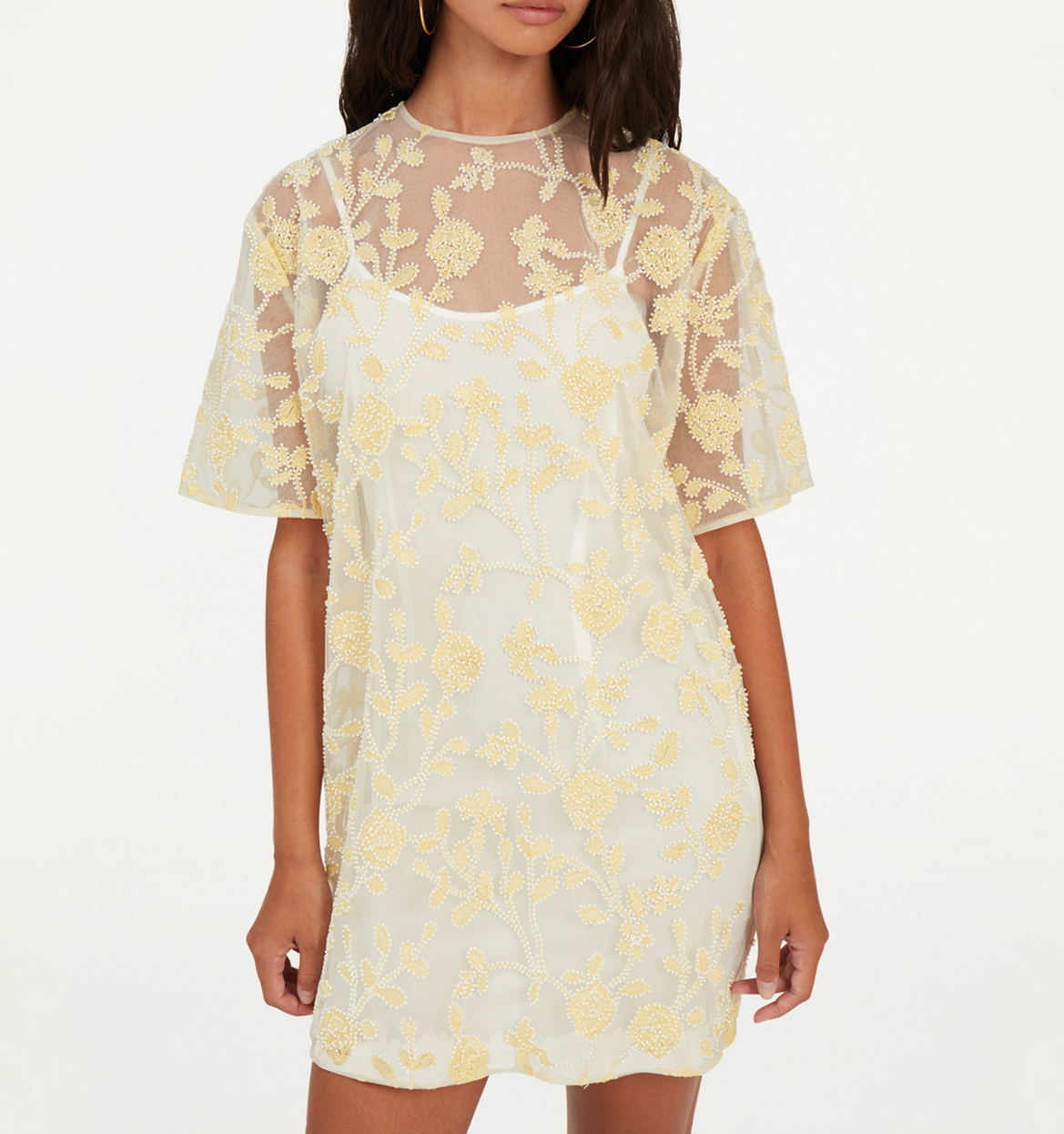 Besticktes Kurzkleid ROTATE Weiss