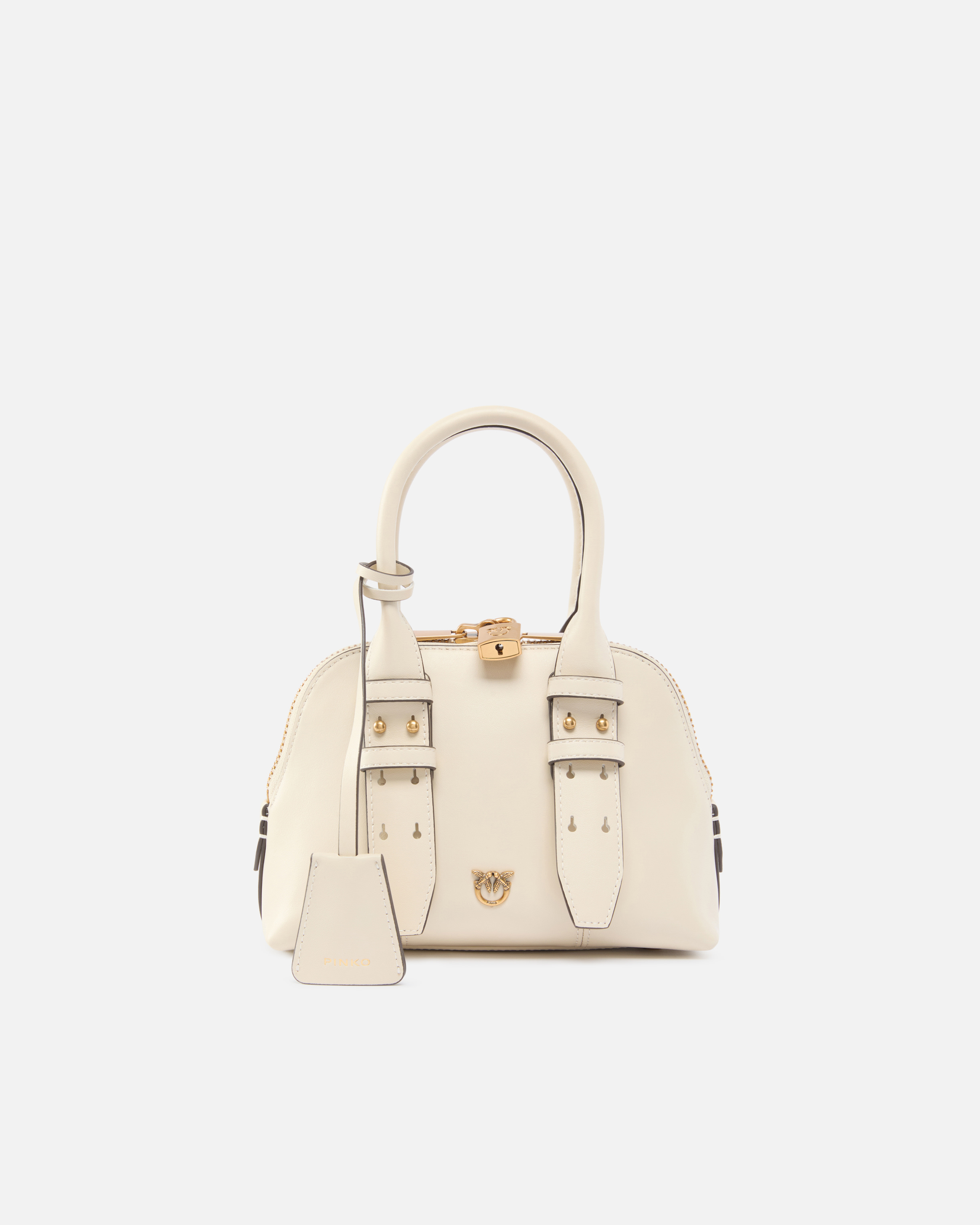 Sac bowling mini escape bag en cuir PINKO Blanc