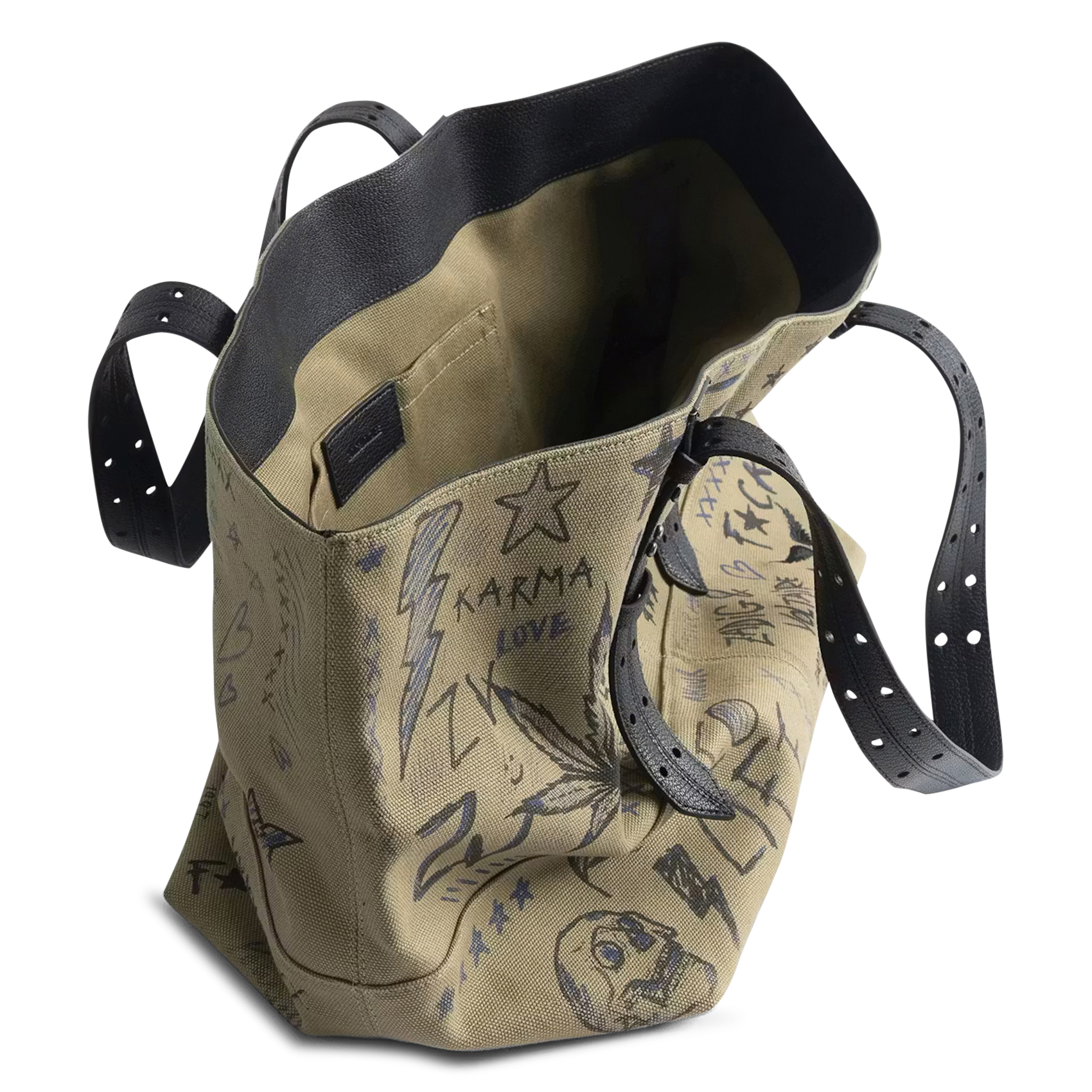 Bedruckte Baumwoll-Canvas-Tasche ZADIG&VOLTAIRE Grun