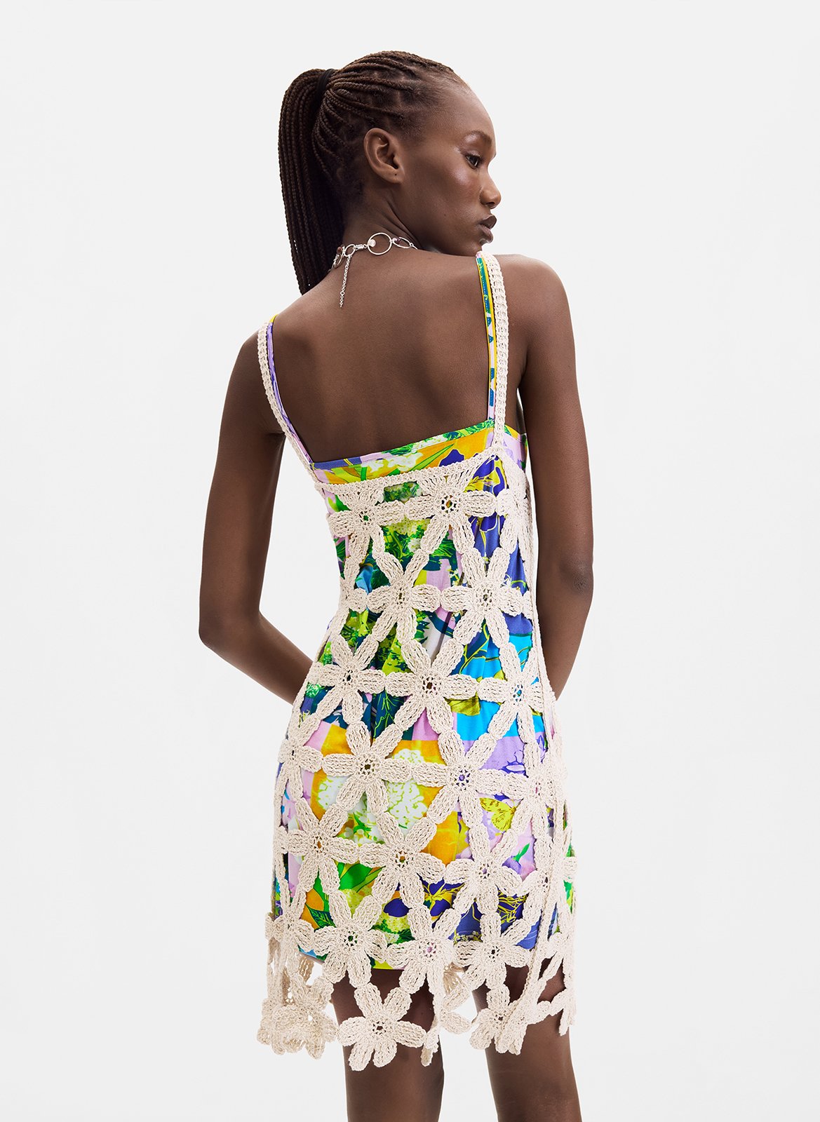 Short dress with layered patterns DESIGUAL White