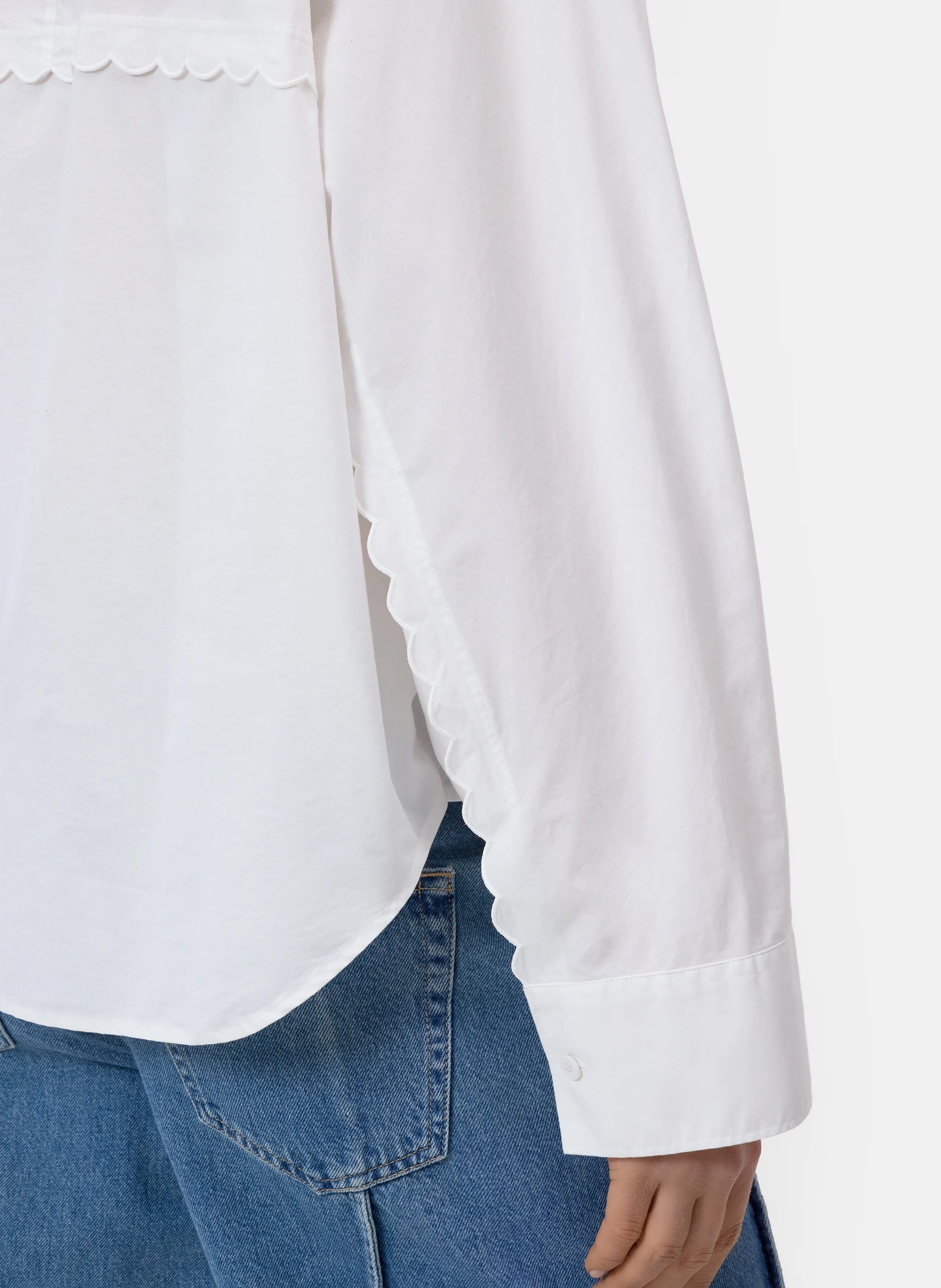Oversized cotton shirt with classic collar CLOSED White