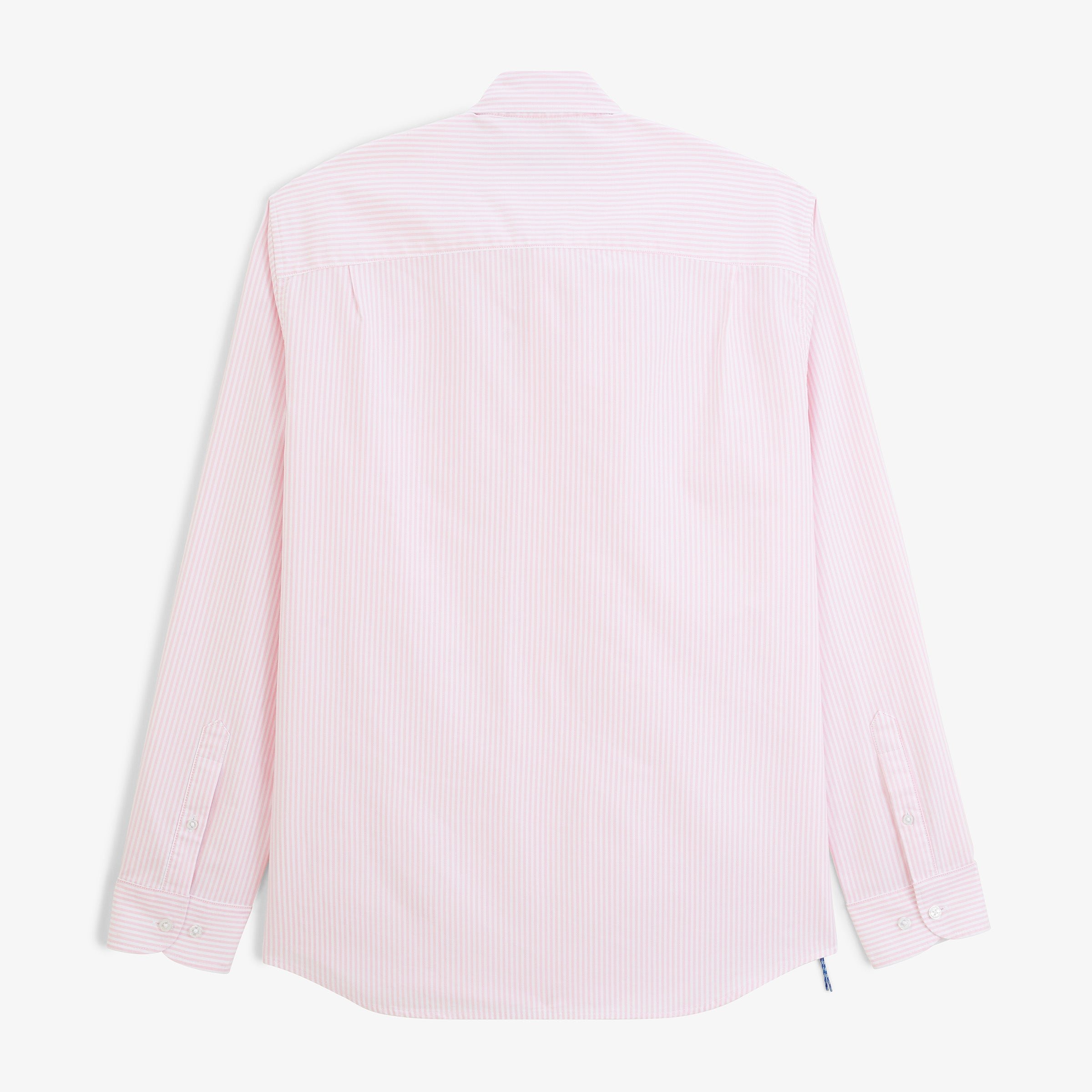 Long-sleeved oxford shirt with pink dahlia stripes by sbplay SERGE BLANCO Pink
