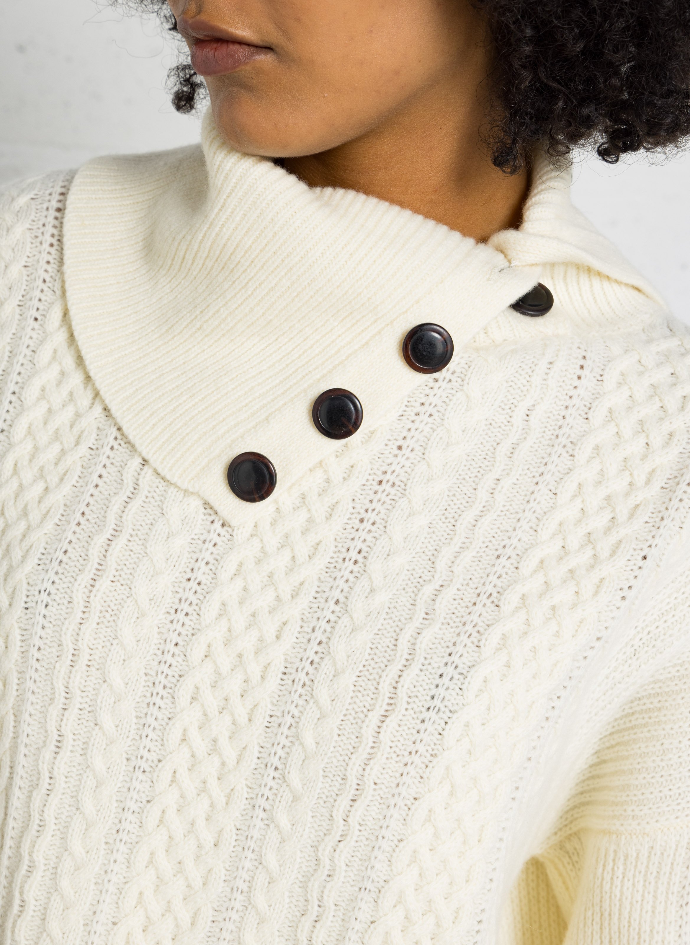 Oversized wool knit sweater MAISON ANJE White