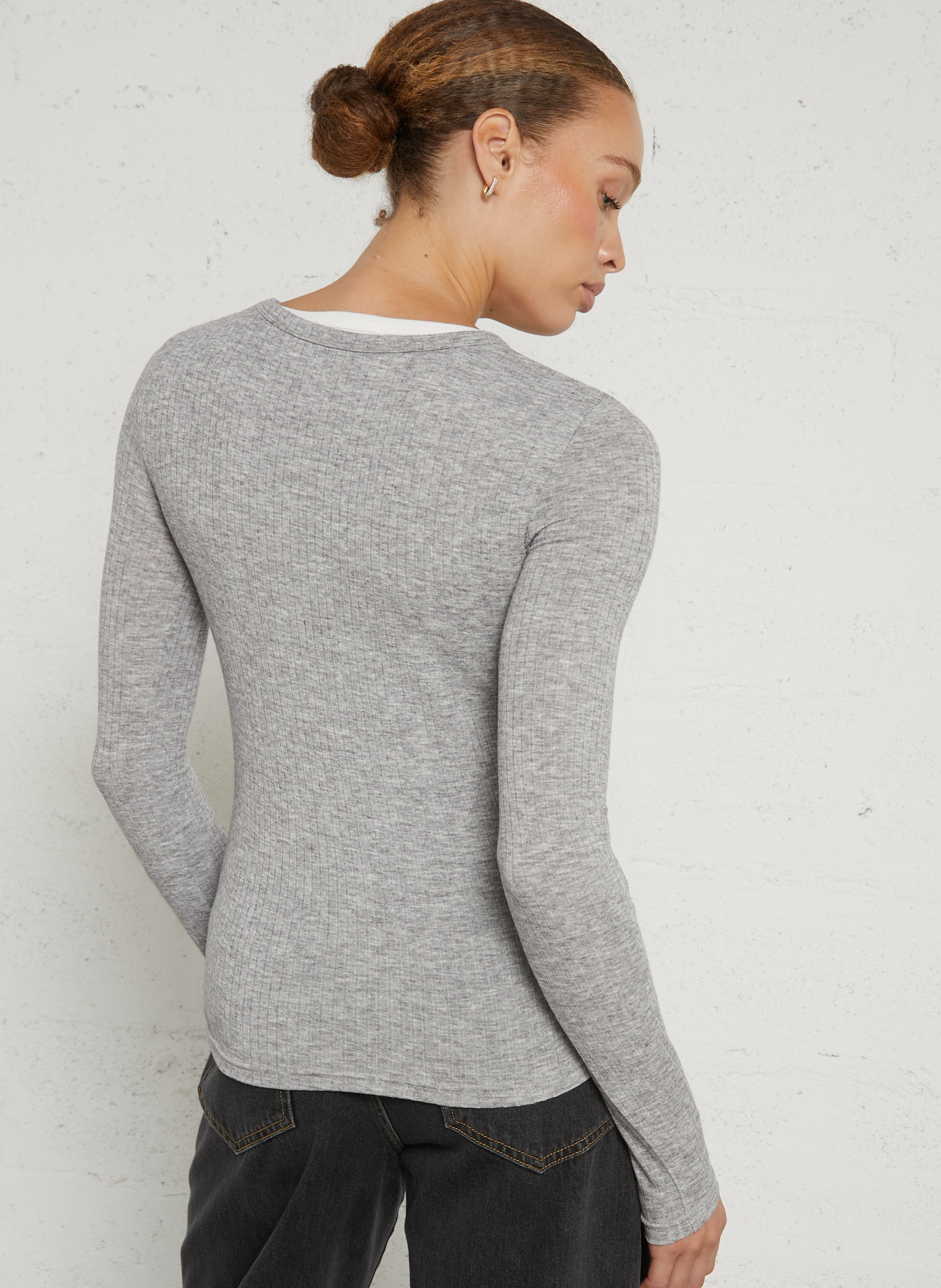 Gilet double encolure à manches longues HOD PARIS Gris