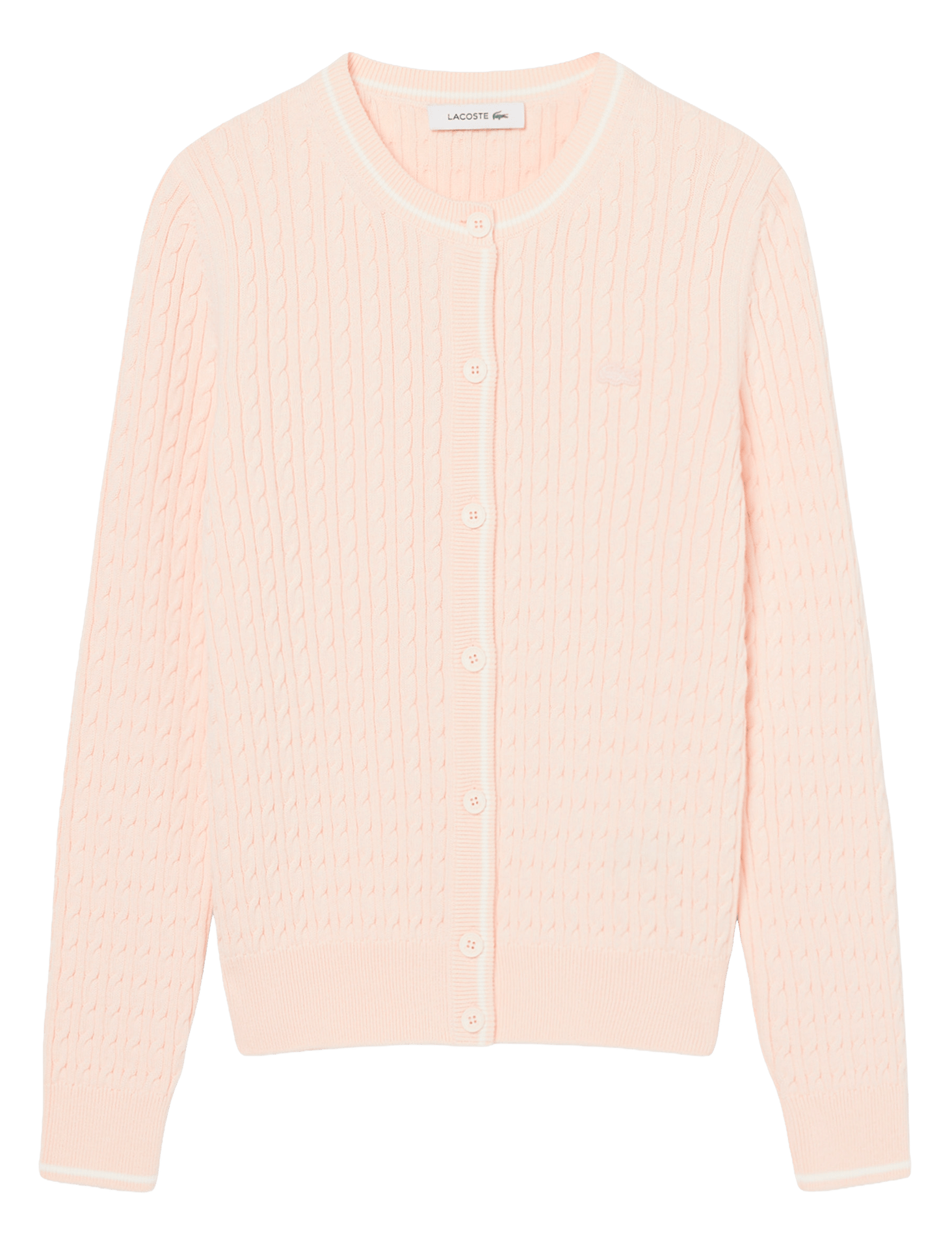 Cardigan droit en coton mélangé LACOSTE Rose