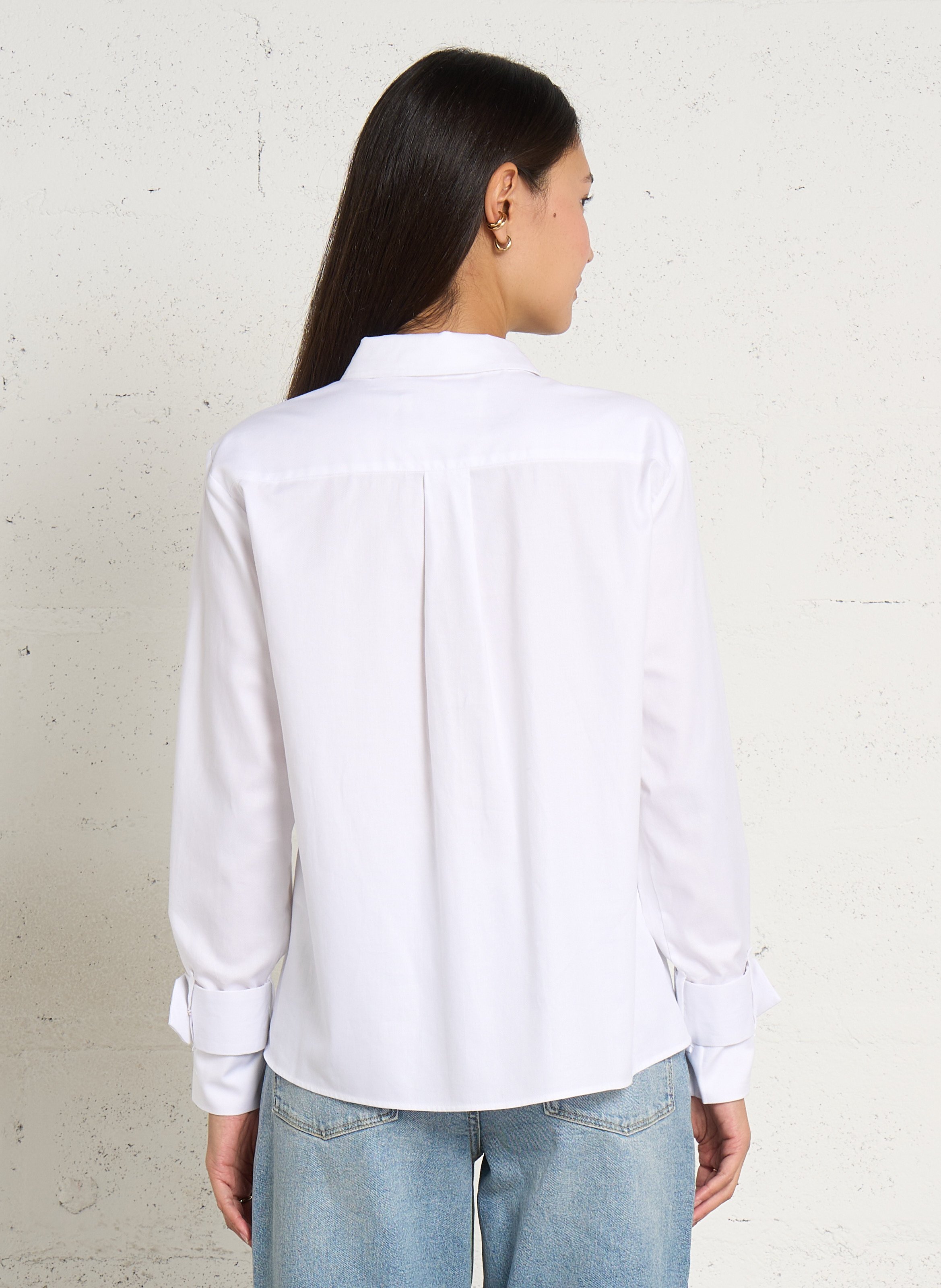 Chemise droite en coton MAISON 123 Blanc