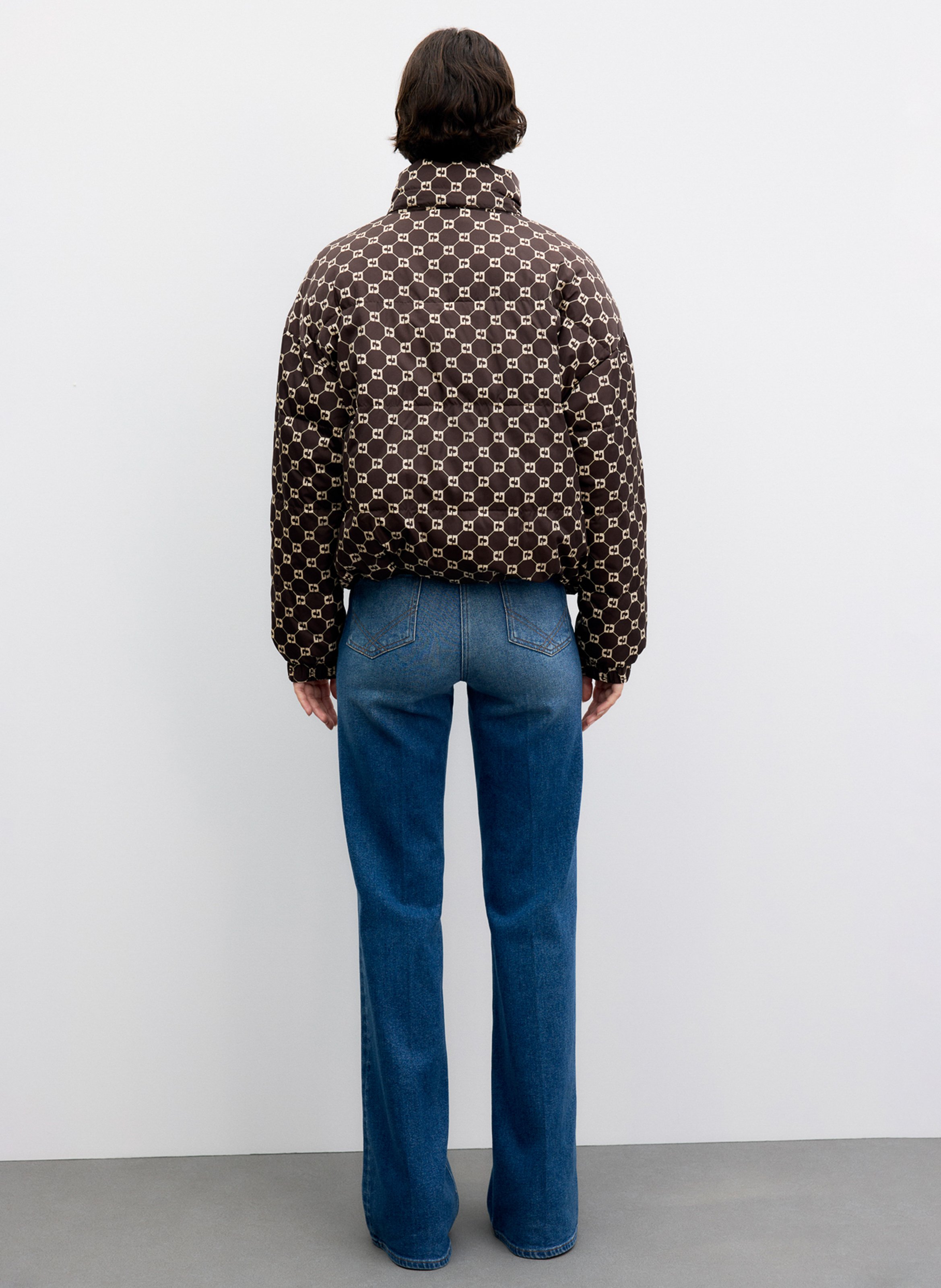 Plumífero corto de cuello alto estampado GERARD DAREL Marron